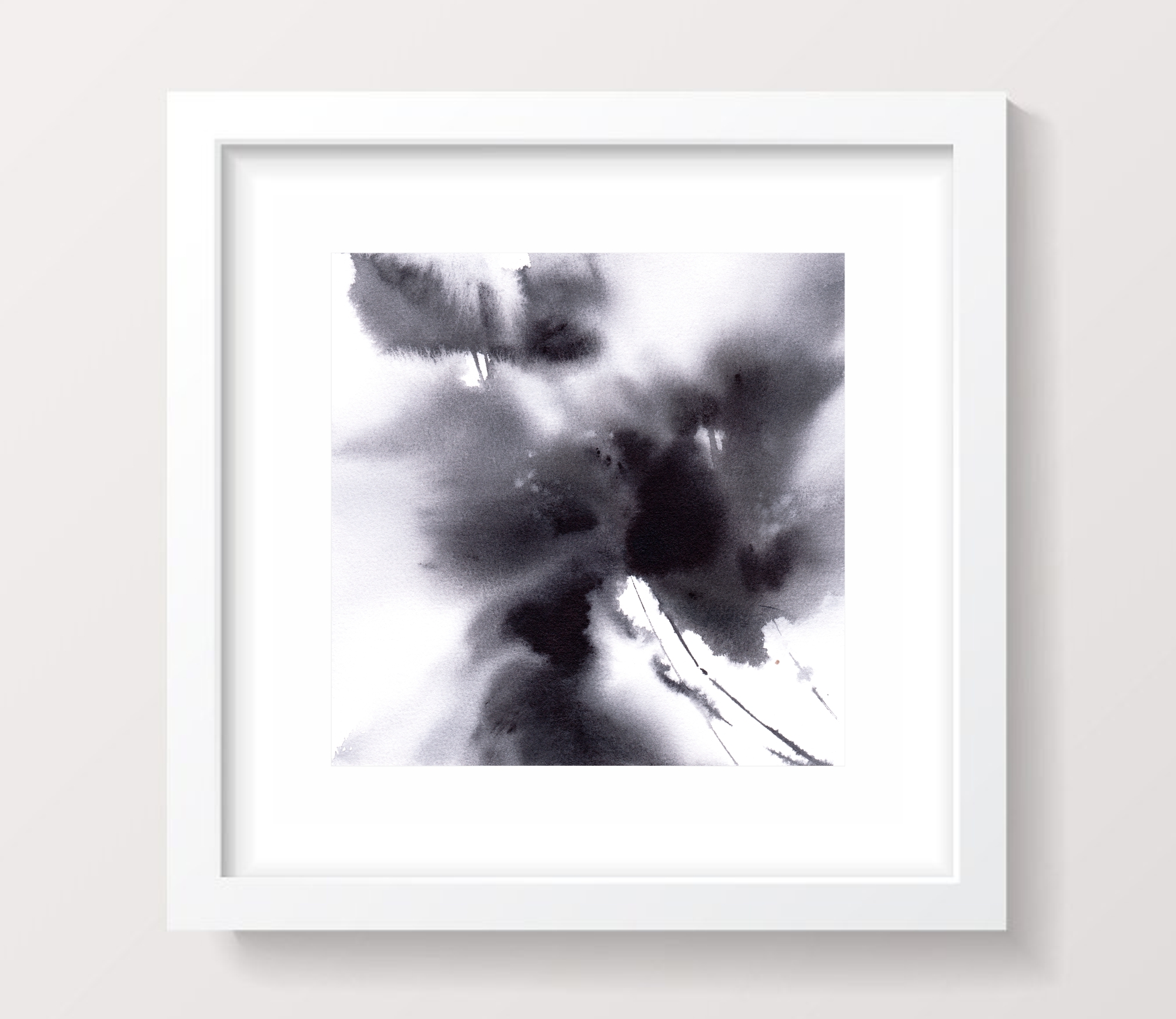 Abstract wall art Original floral painting Black flowers Mod Inspire