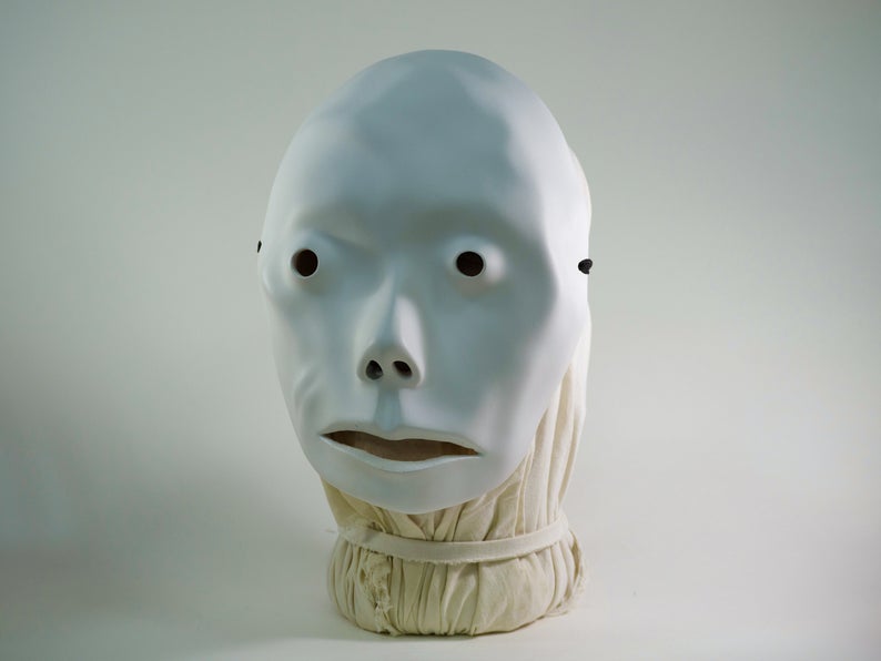 White face mask for halloween, surreal face mask, party mask Inspire