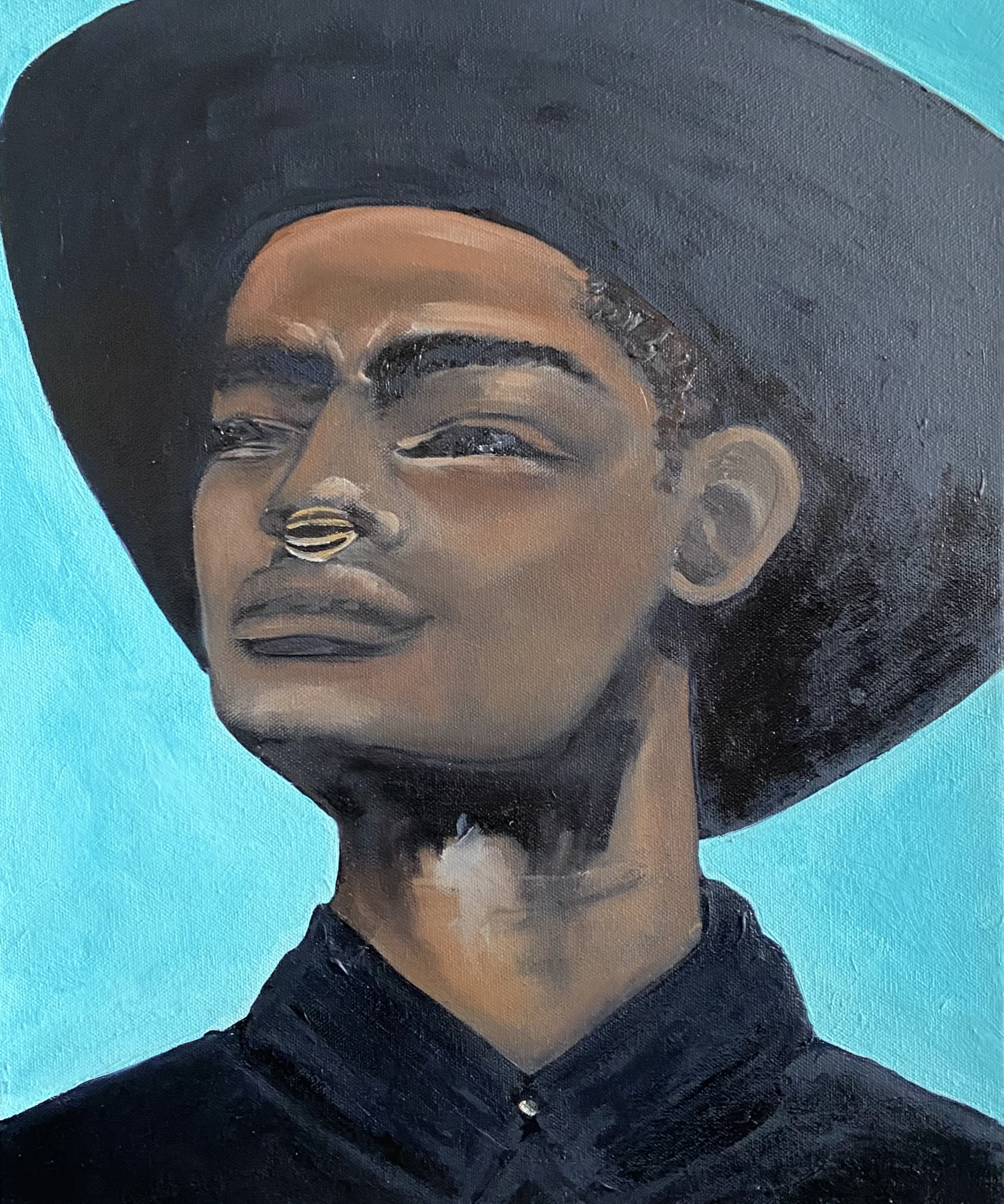 Man in a hat, Original oil painting on canvas, Man portrait, | Inspire ...