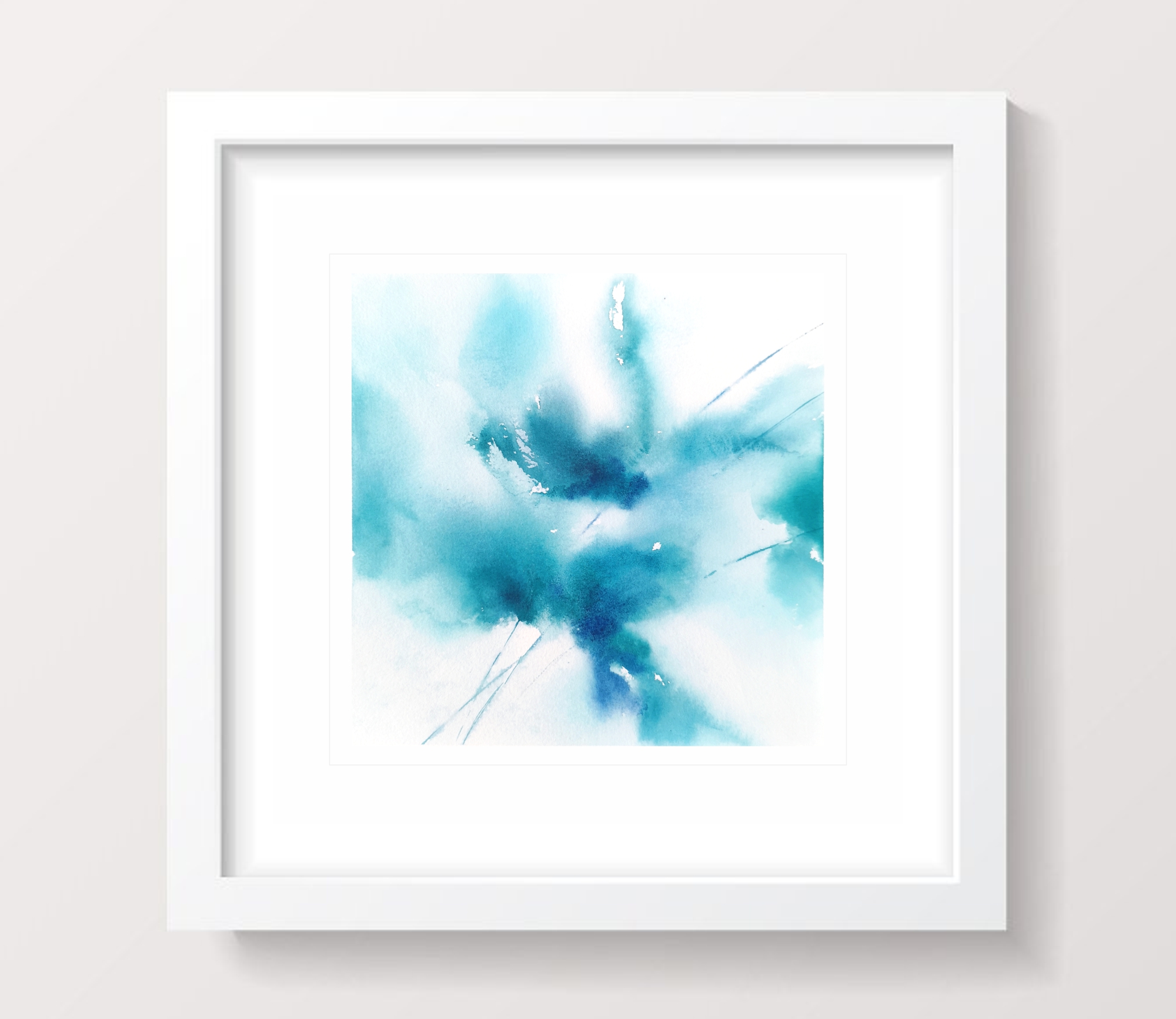 Blue turquoise abstract wall art Original floral painting Mo Inspire