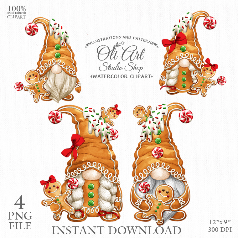 Christmas Gingerbread Family, Gingerbread Man Gnome Digital Inspire Uplift