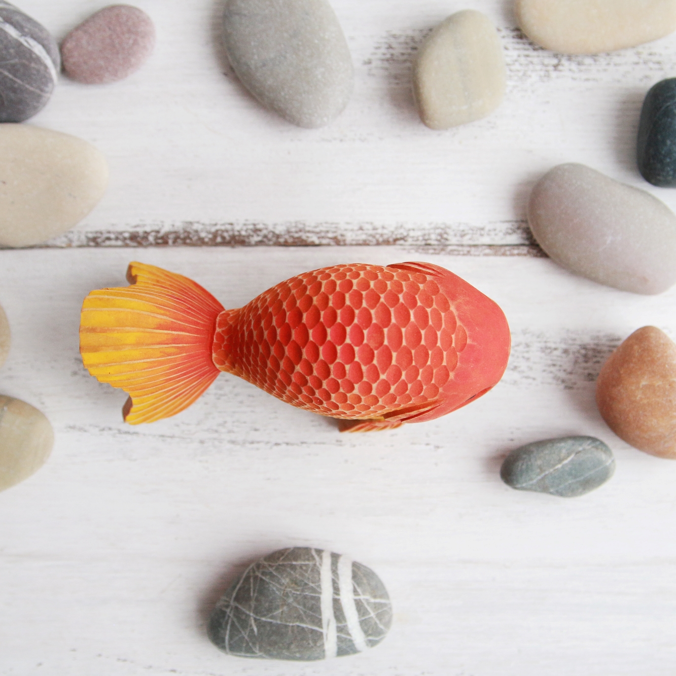 Wood Carved Goldfish Figurine Wood Carving Gold Fish Wooden Inspire