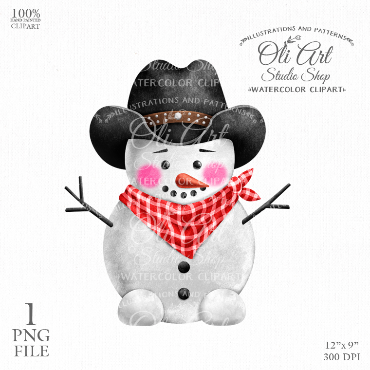 Cowboy snowman digital clipart png, Cute characters. Sublima - Inspire