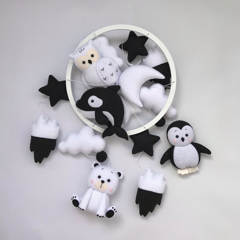 Black and white mobile, black baby mobile, black nursery dec Inspire Uplift