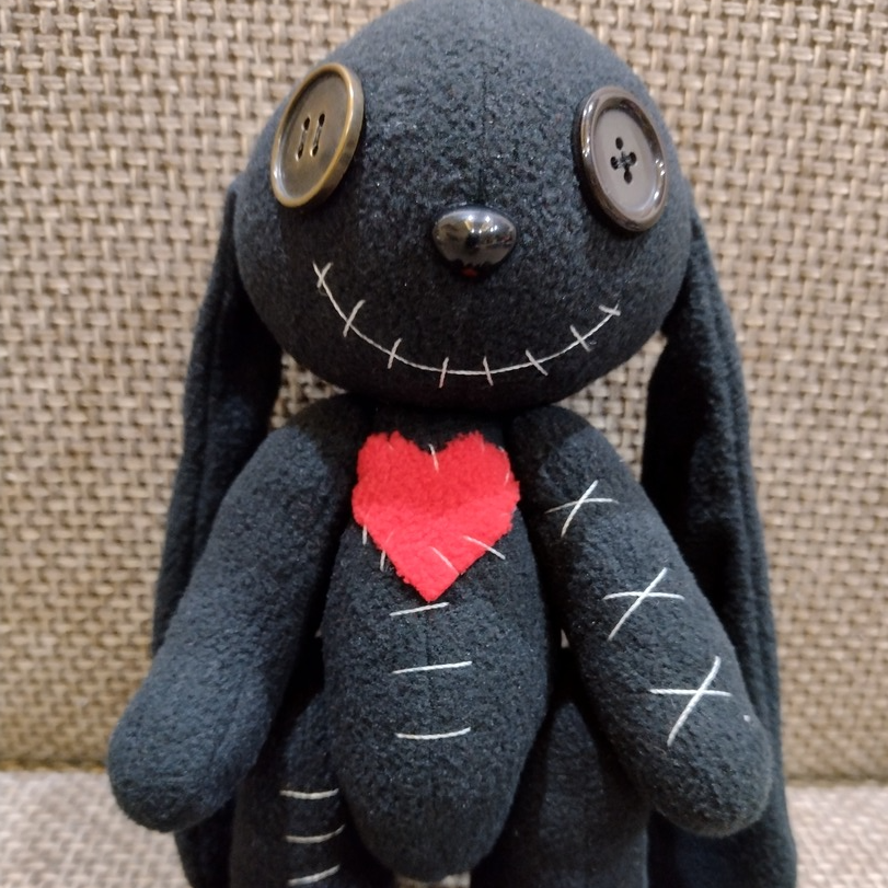 Black creepy rabbit Voodoo doll Scary toy bunny Rabbit stuff - Inspire ...
