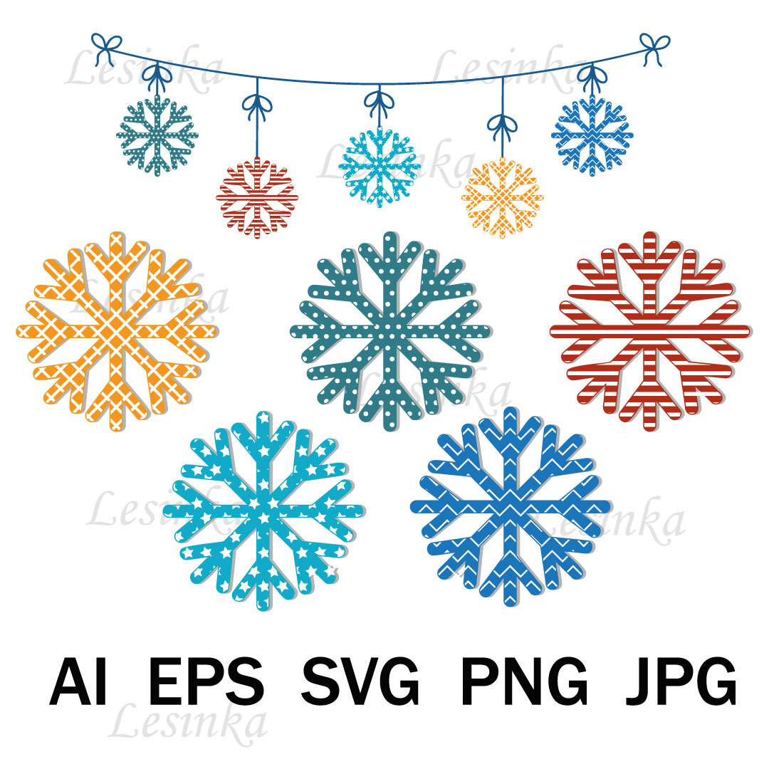 Christmas garland snowflakes with an ornament, SVG format - Inspire Uplift