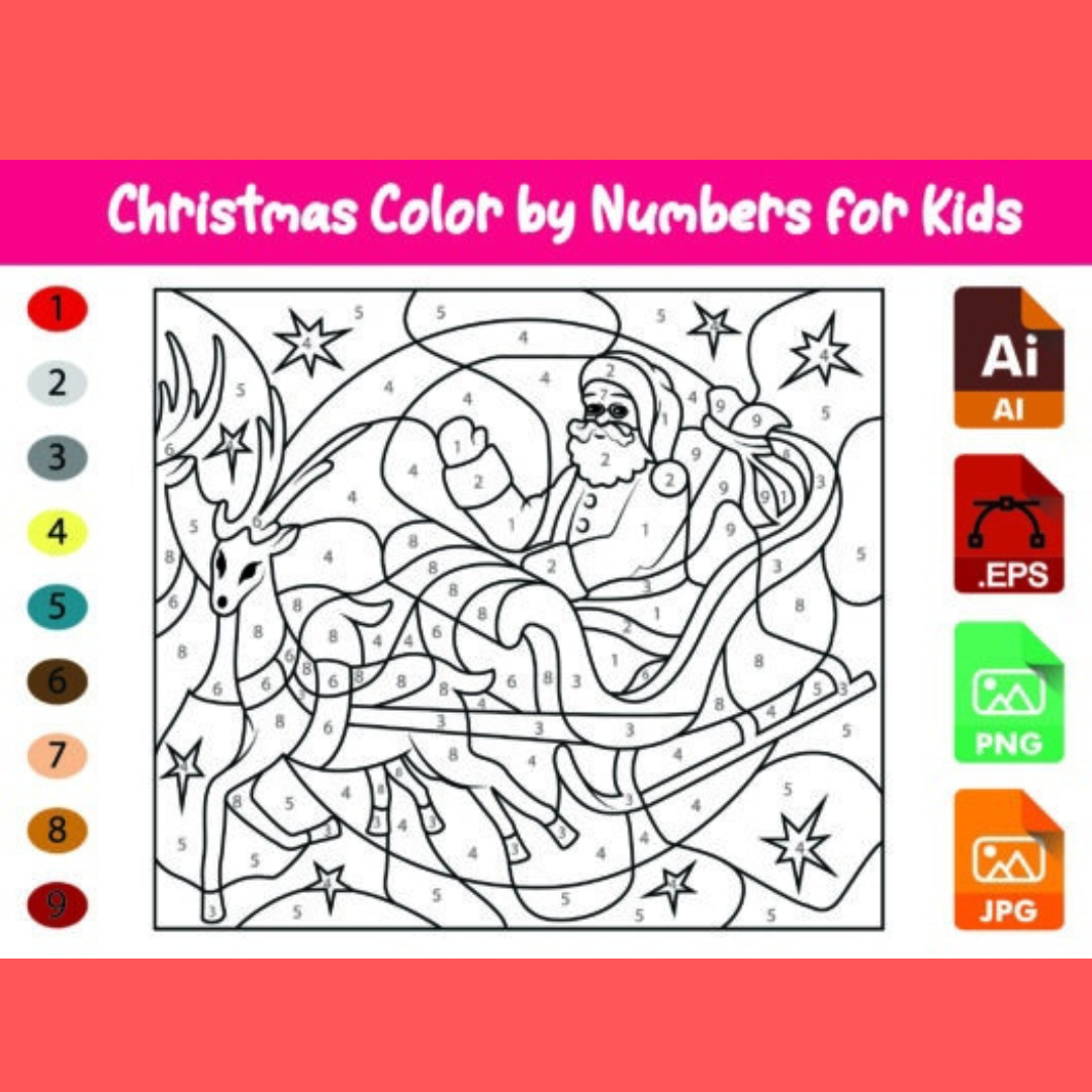 free printable color by number christmas coloring pages