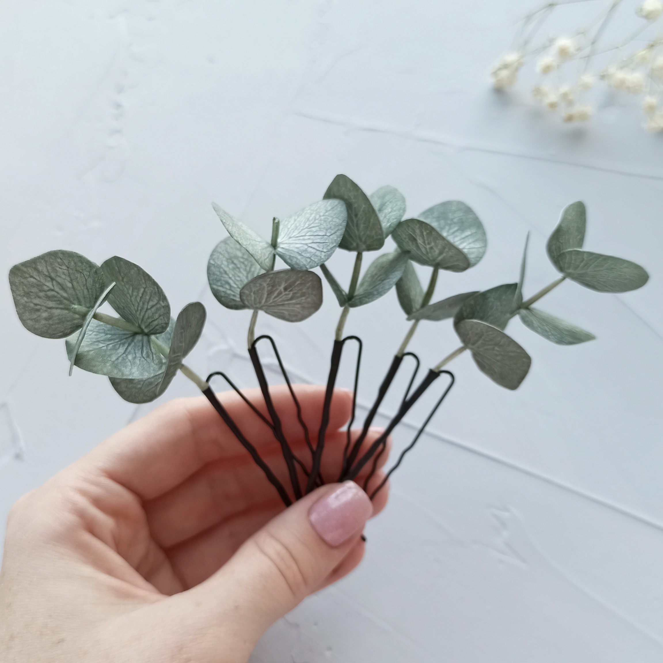 Sage green eucalyptus hair pins Wedding hairpin Bridal hair Inspire