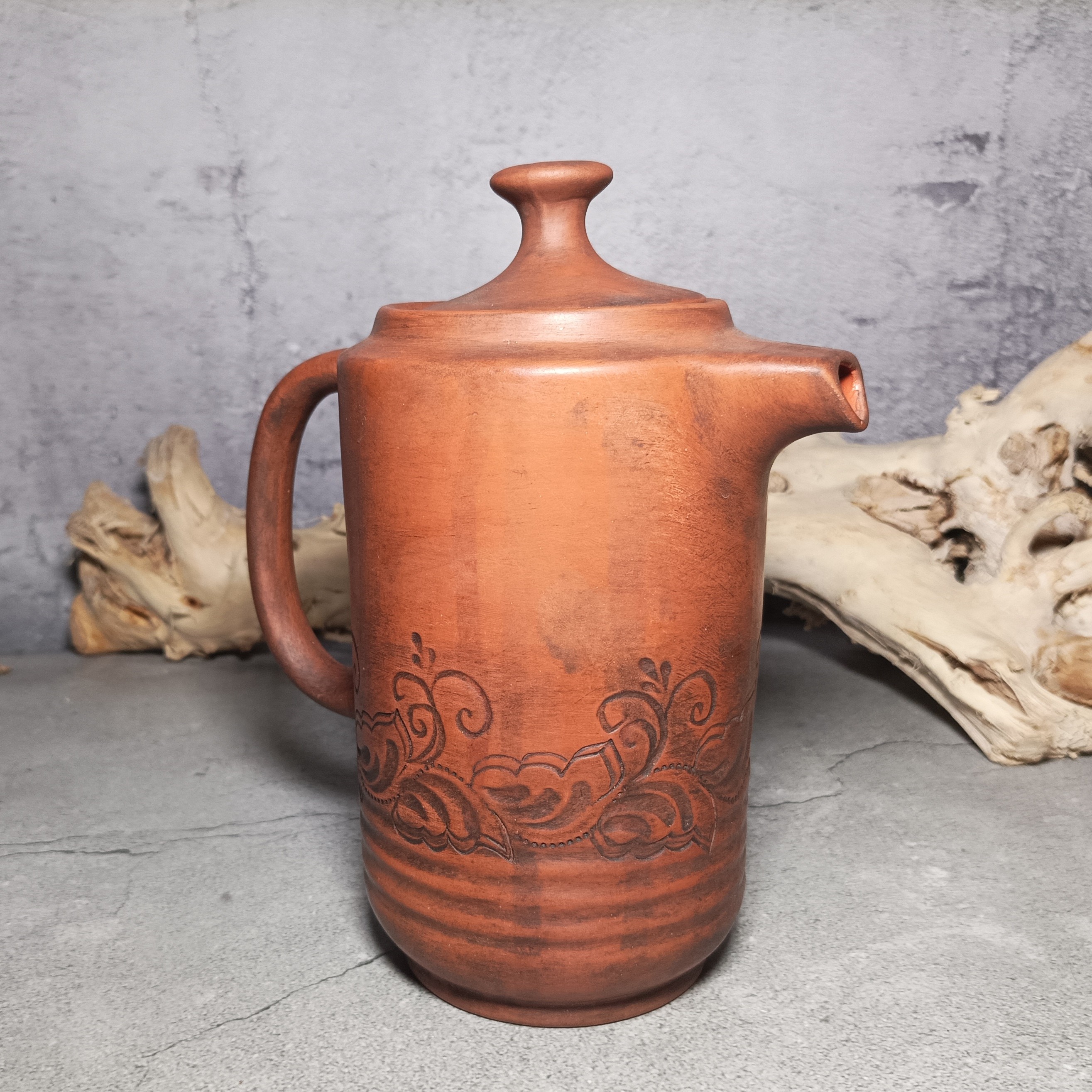 Handmade wine jug made of red clay Rustic style drink jug Inspire Uplift