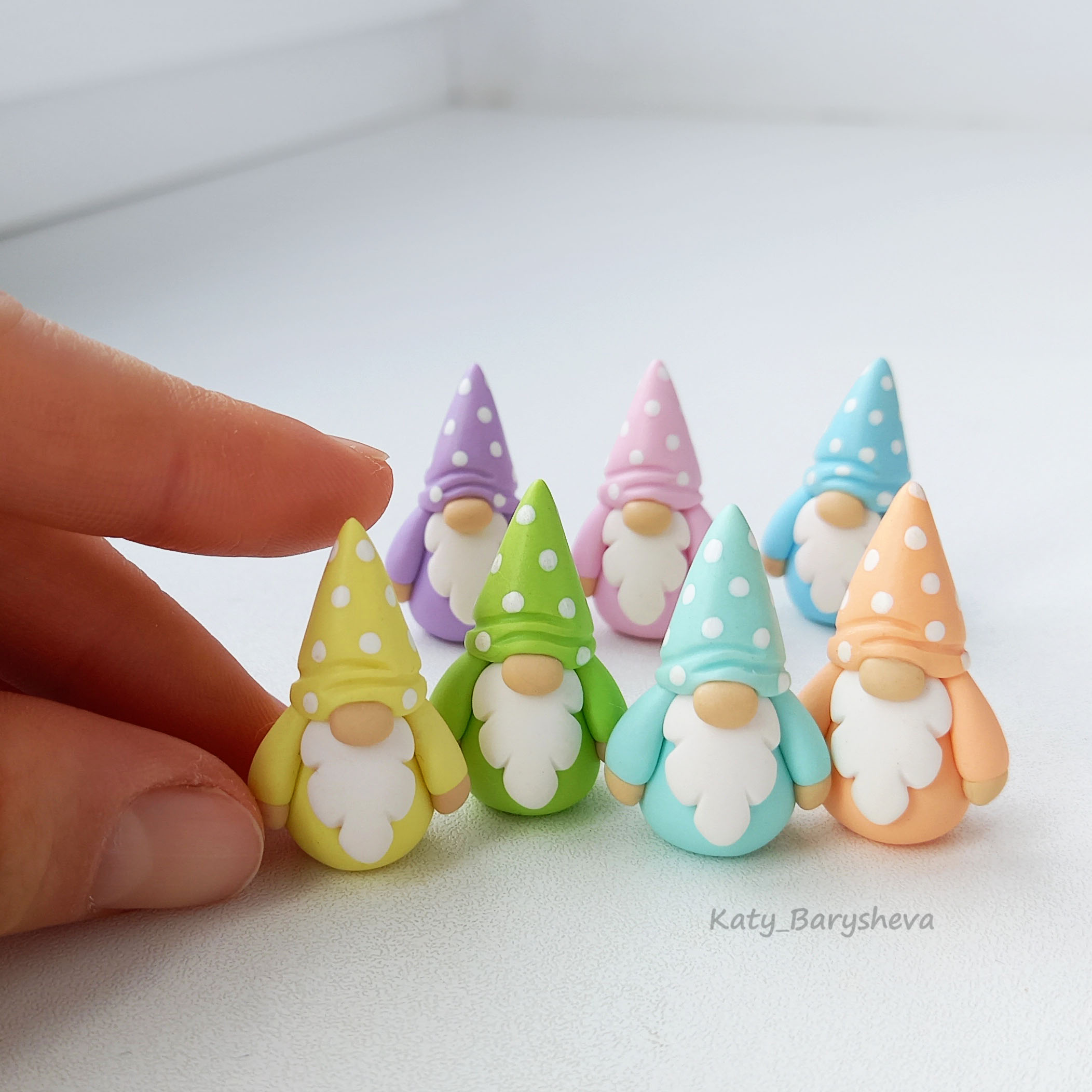 Tiny Gnome figurine / spring gnomes / little polka dot gnome - Inspire ...