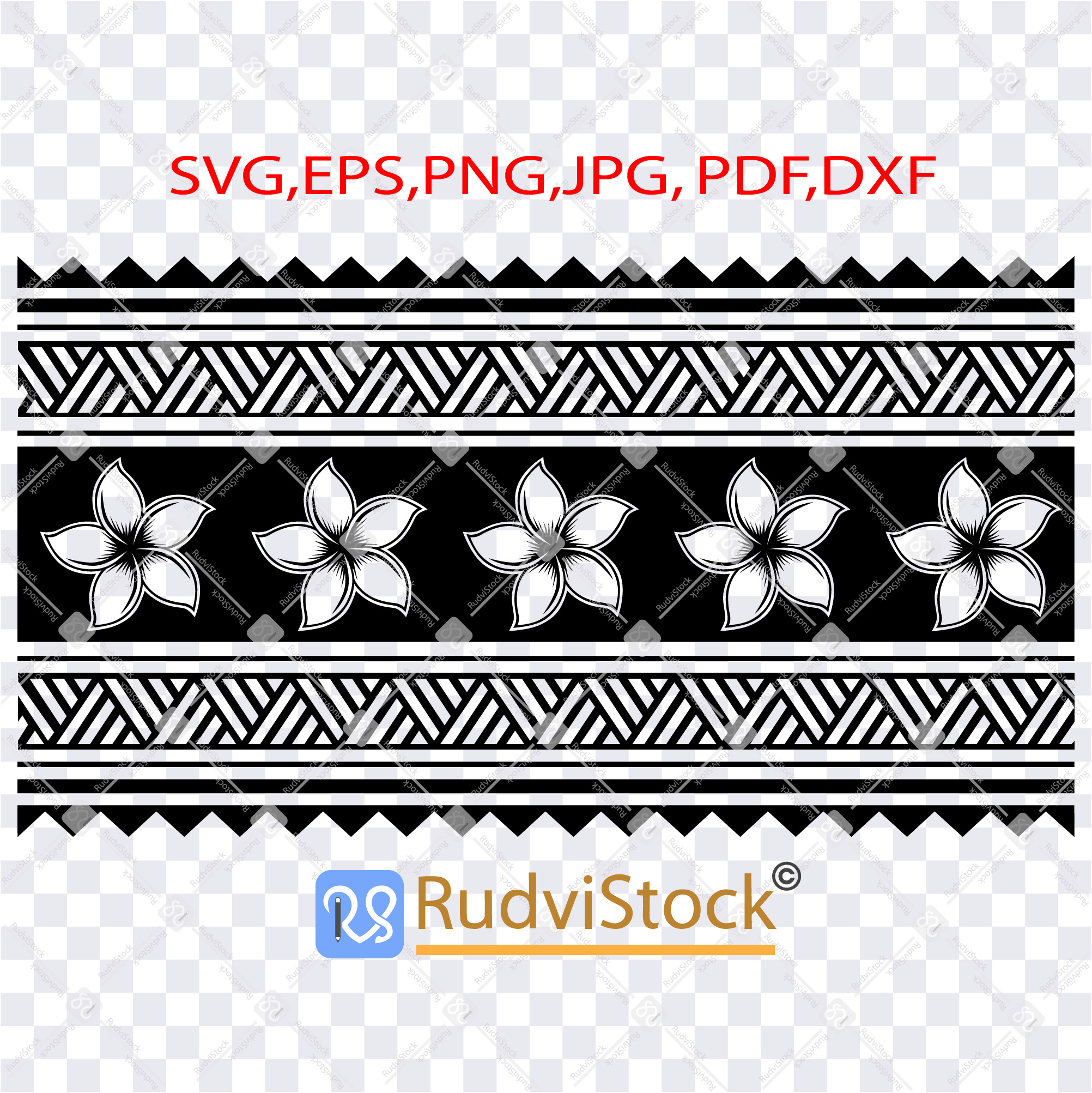 Polynesian decorative flowers tattoo tribal seamless border | Inspire ...