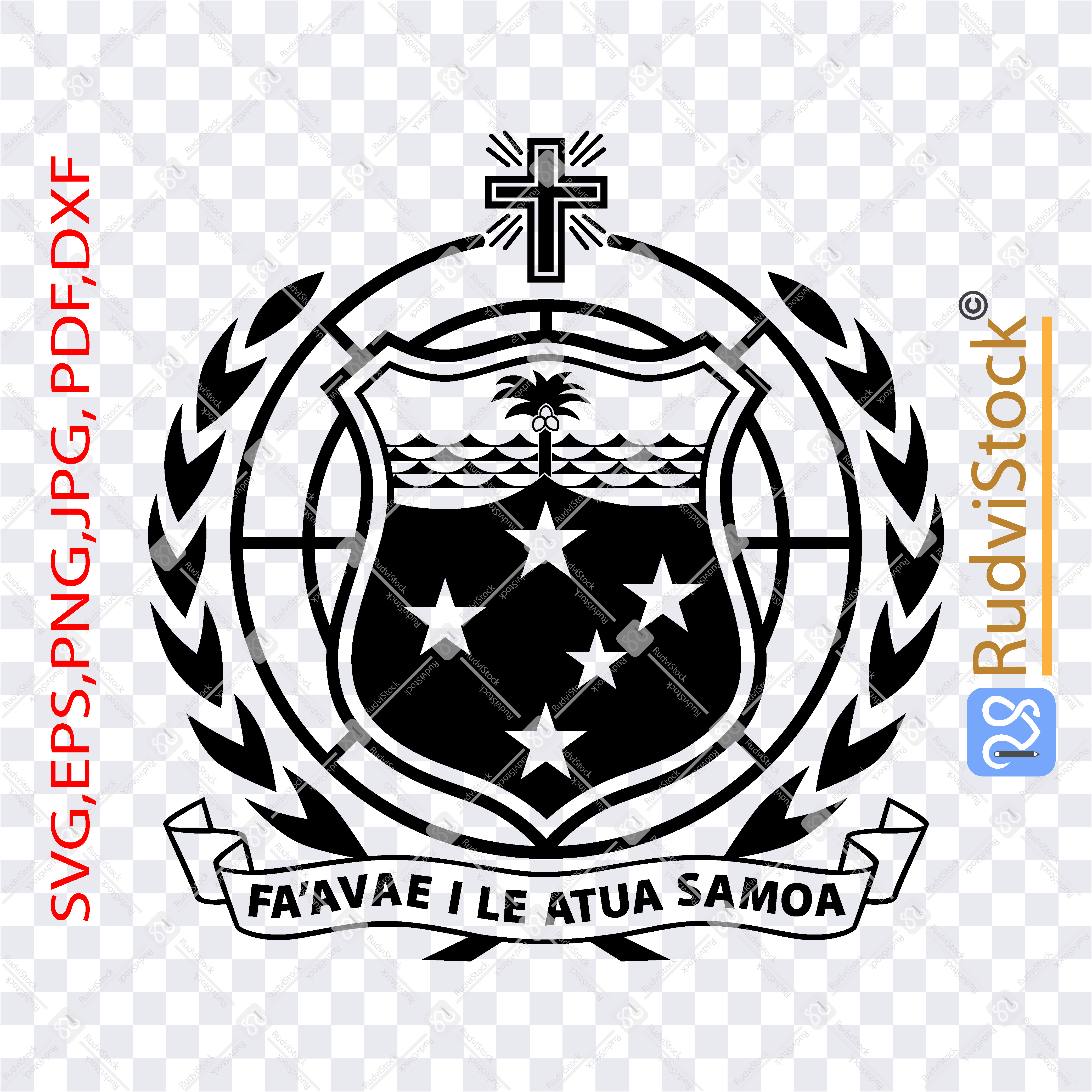 Sheild Samoa Samoan coat of arms tribal design - Inspire Uplift