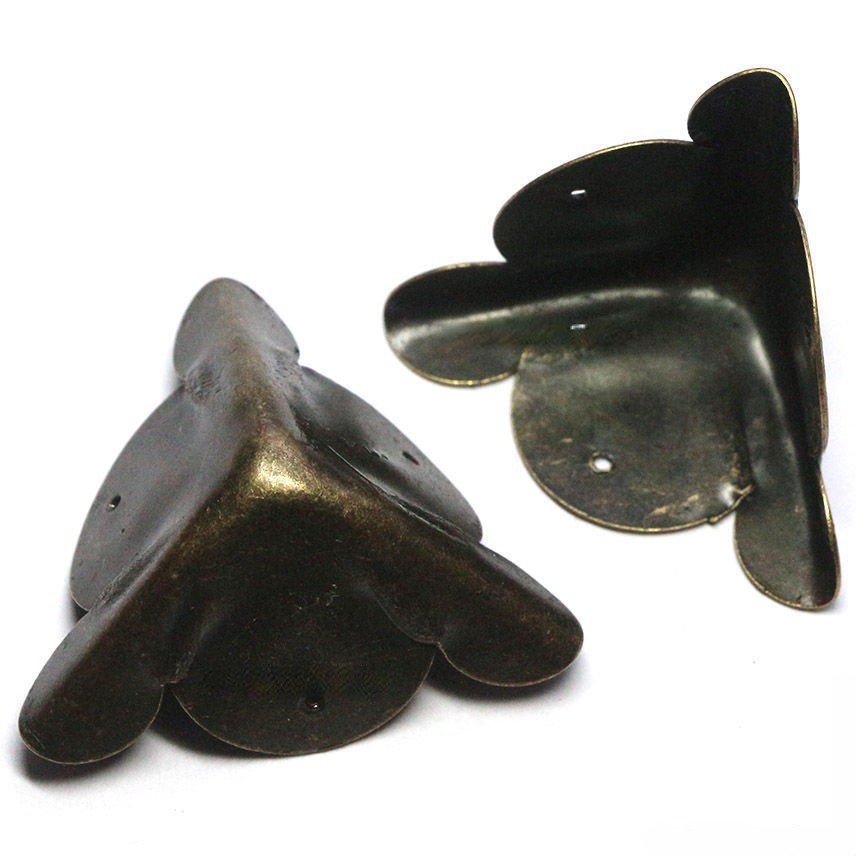 4PCS Antique Corner Protector Bronze Jewelry Chest Corner Decorative Bracke Brac