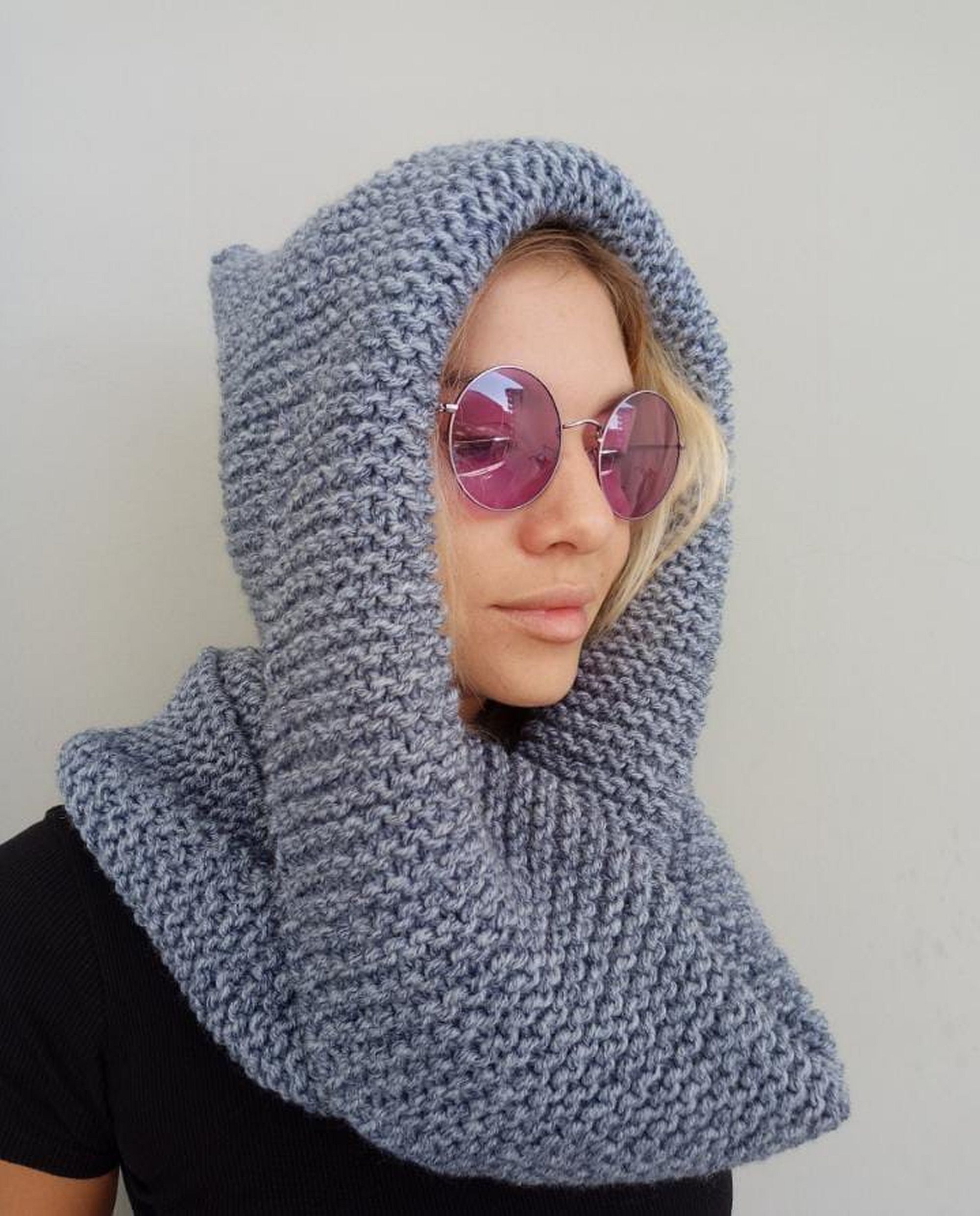 Hooded Scarf Wool Infinity Scarf Crochet Cowl Scarf Knitted - Inspire ...