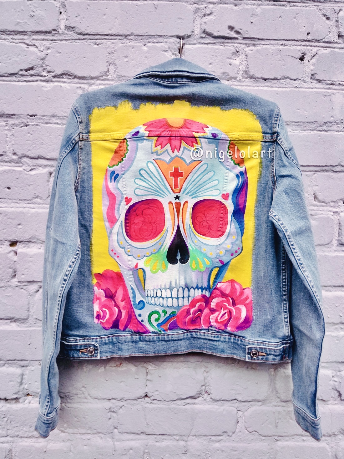 Painted denim jacket Scull Jeans jacket Portrait Personaliz Inspire