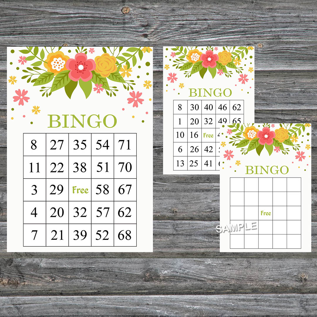 Flowers bingo game card,Floral bingo game card,Floral Printa Inspire