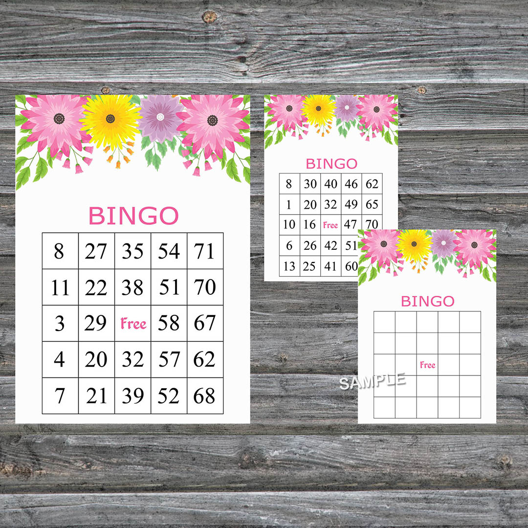 Flowers bingo game card,Floral bingo game card,Floral Printa Inspire