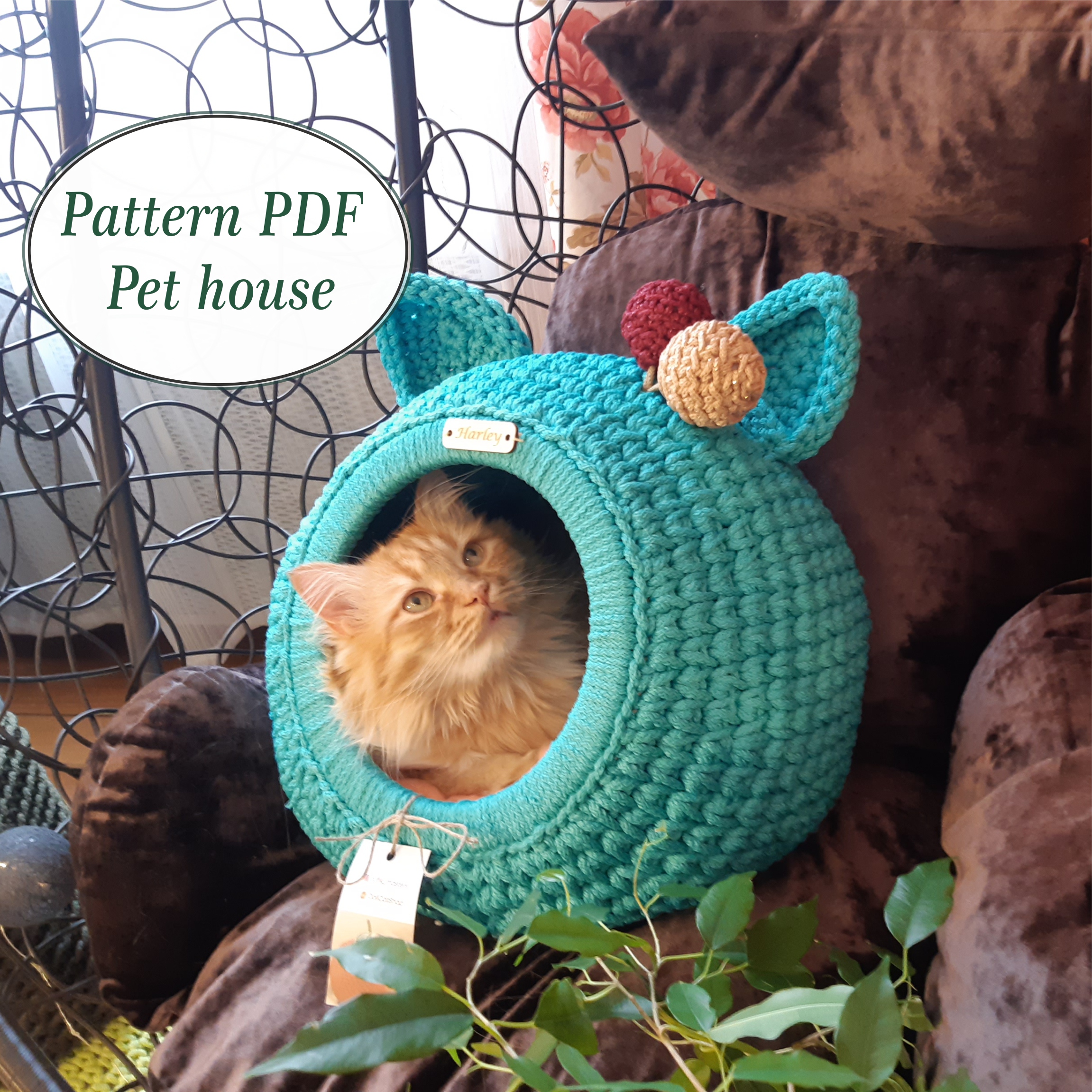 Crochet cat house Kitten Digital Instruction Manual in PDF F Inspire Uplift