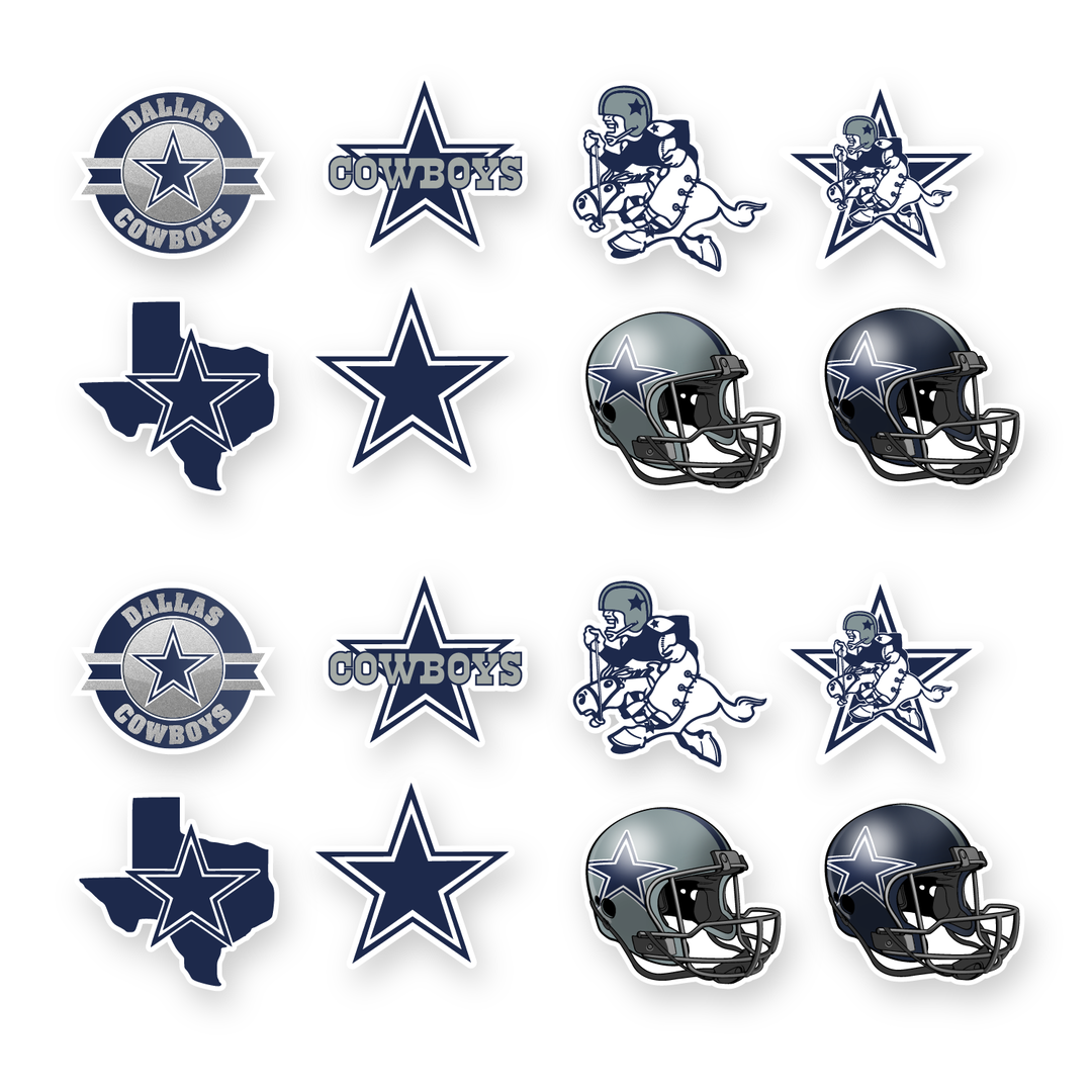 Dallas Cowboys Stickers Set of 16 by 1.5in Die Cut Vinyl Decal Bottle Car Case