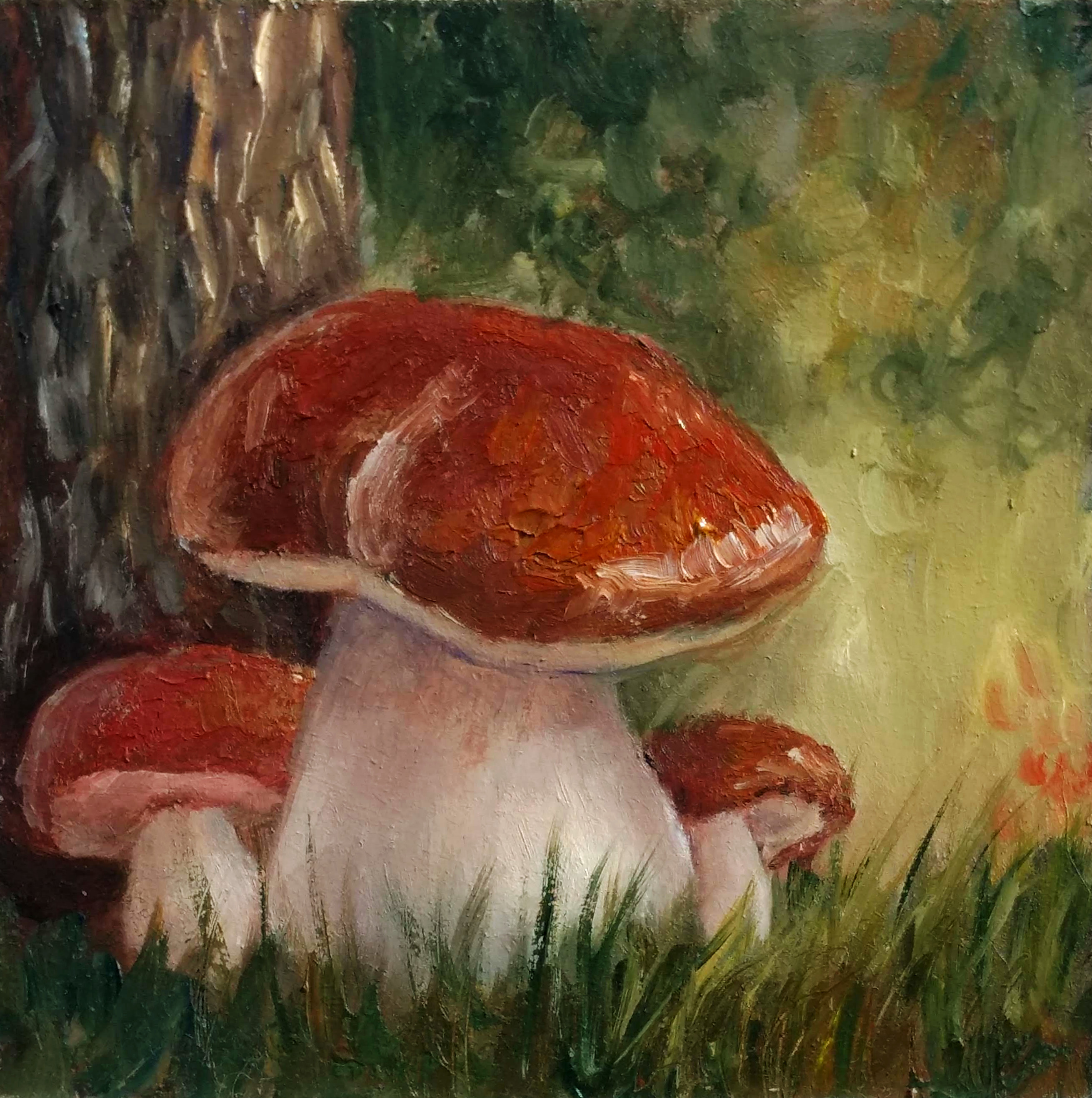 Mushroom Painting Fungus Original Art Country Home Decor Inspire Uplift