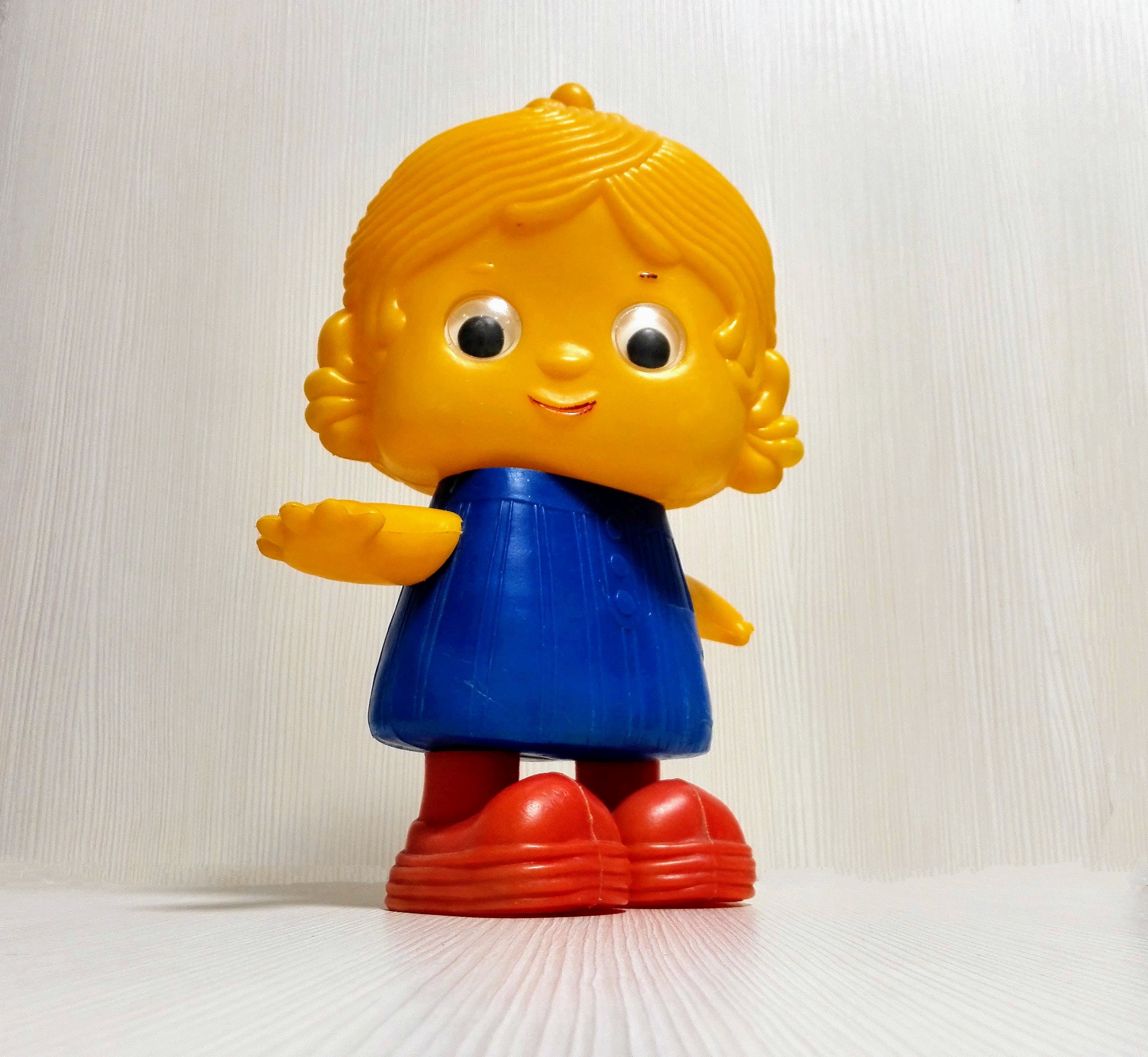 Vintage Soviet Plastic Toy Doll. Big Antique Collectible Toy Inspire