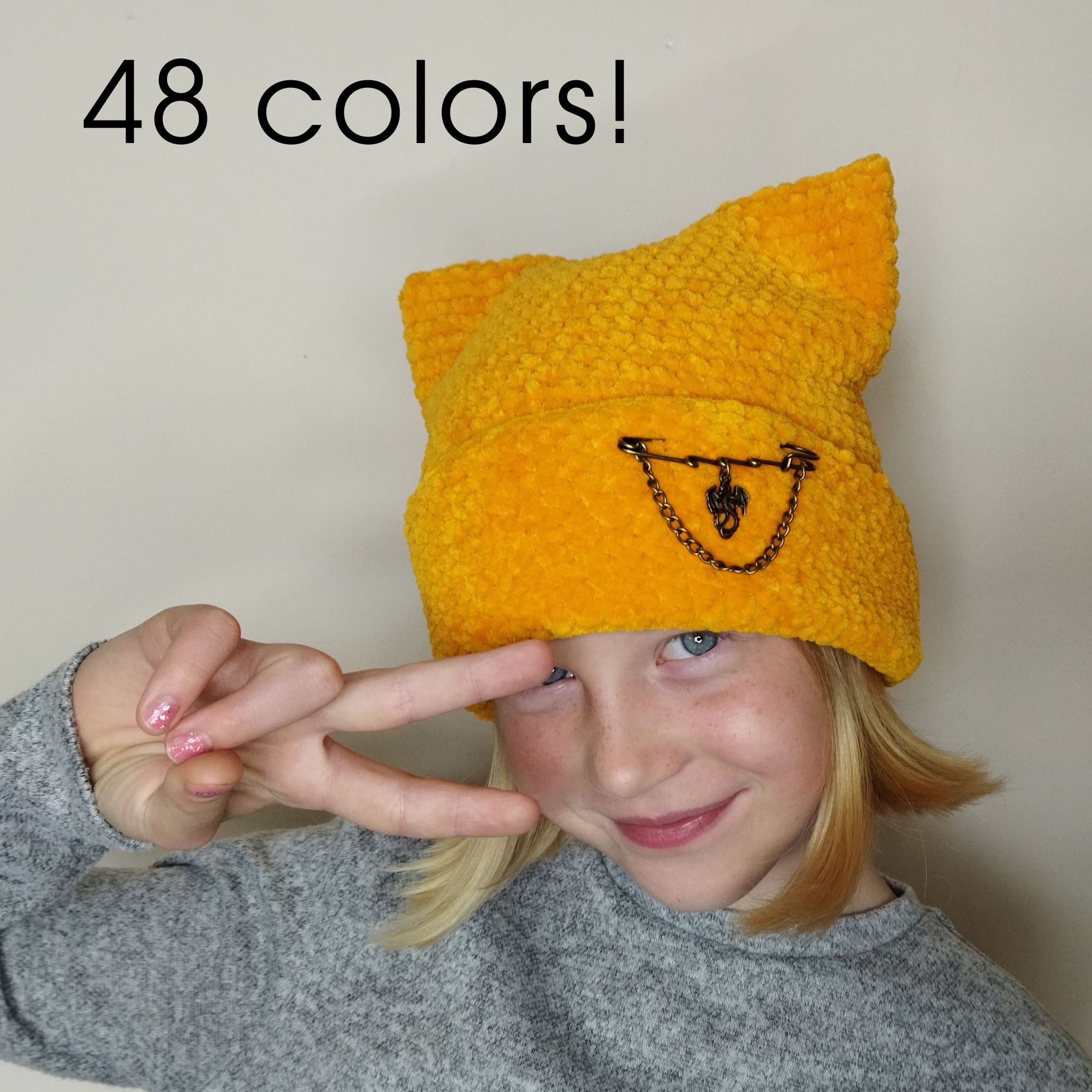 Beanie with ears 48 colors Cat ears beanie crochet Orange Inspire Uplift