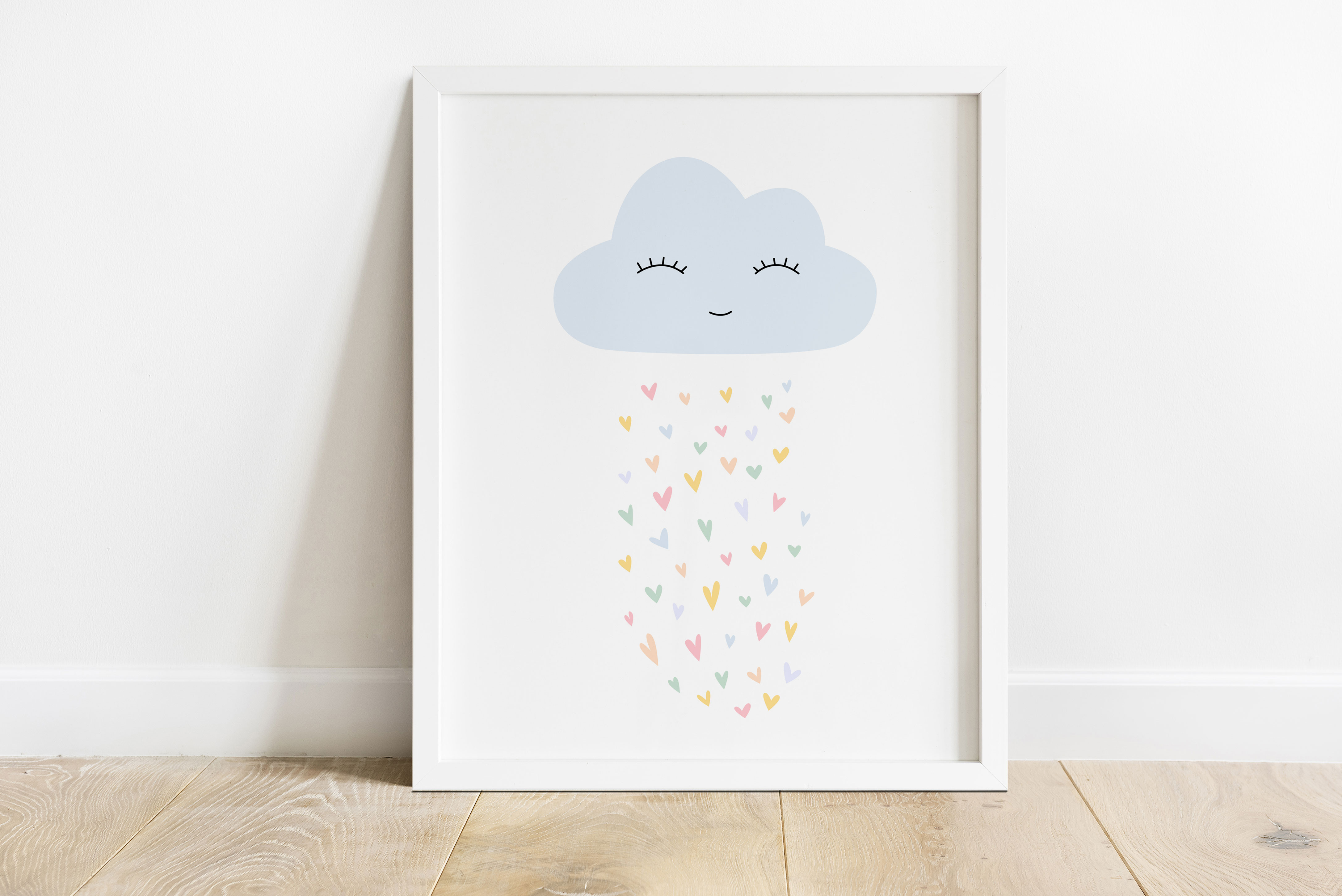 Cloud and Rain nursery print, Rain poster for baby, Simple C Inspire
