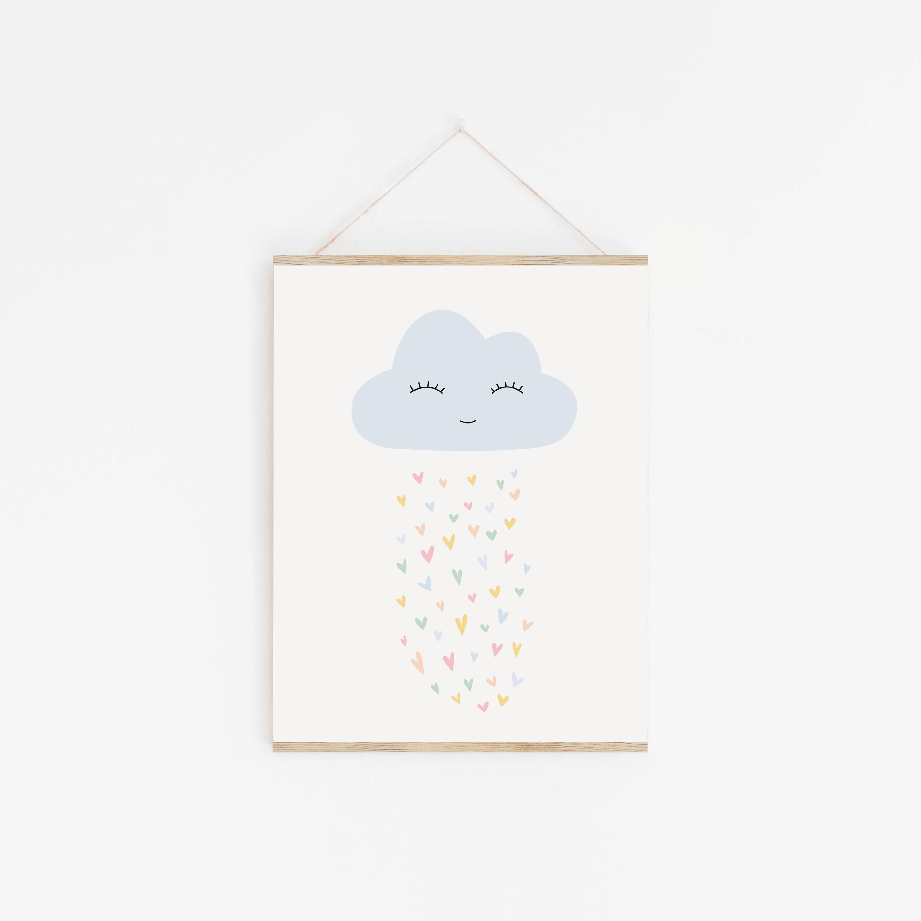 Cloud and Rain nursery print, Rain poster for baby, Simple C Inspire