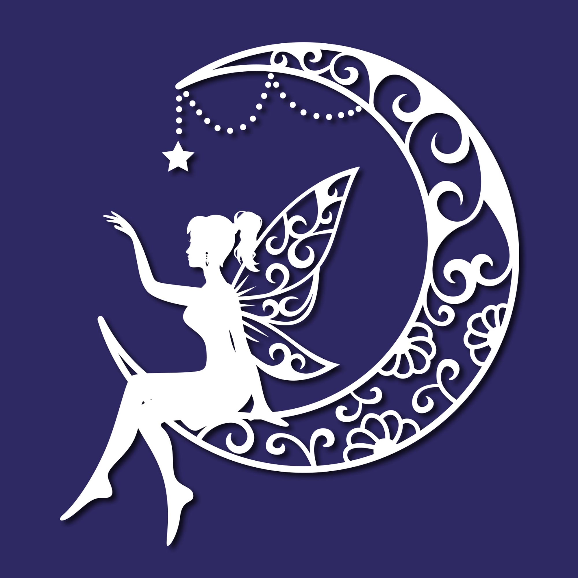 Fairy On Moon Silhouette