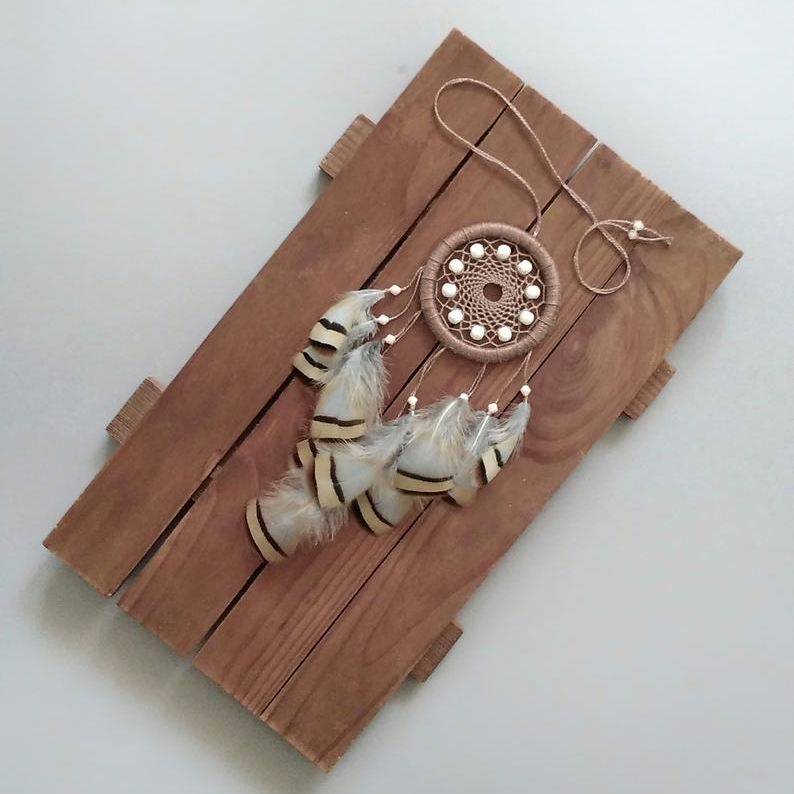 Dream catcher. Small car dream catcher. Beige dream catcher. Inspire