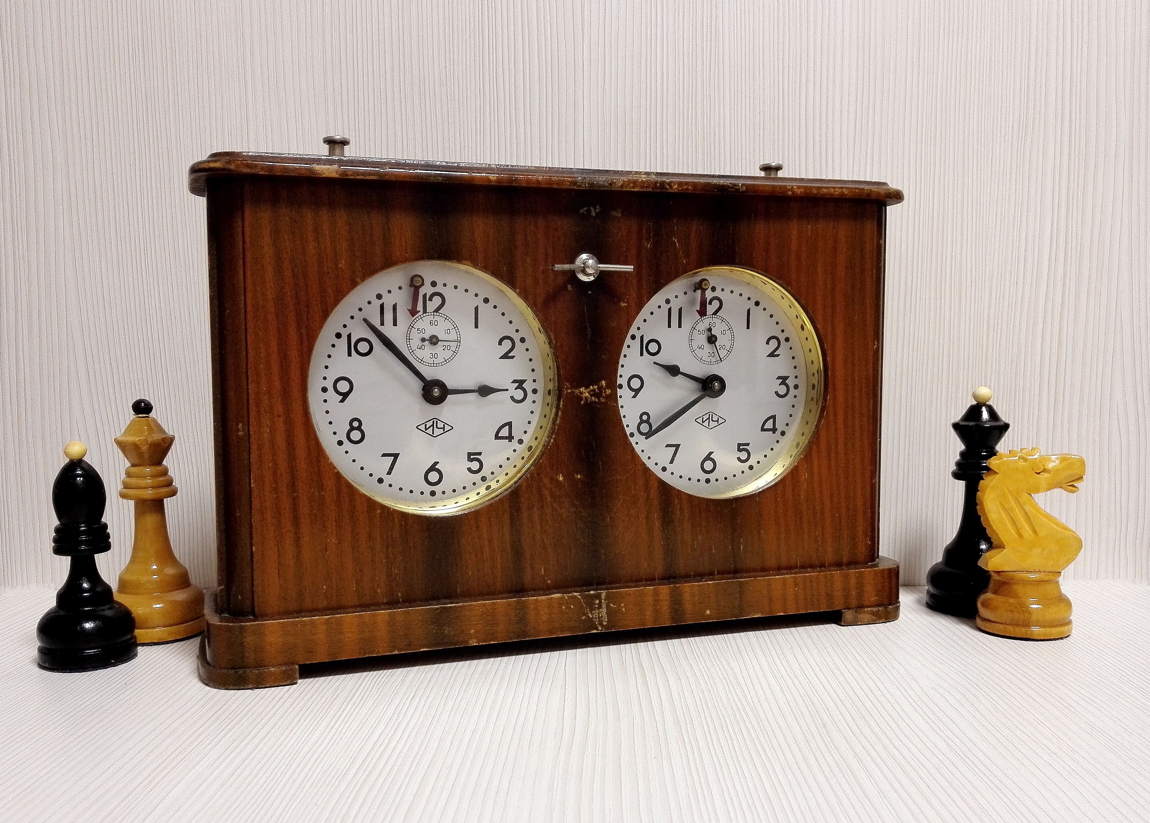 Antique Soviet Wooden Chess Clock. Vintage Chess Clock Timer Inspire