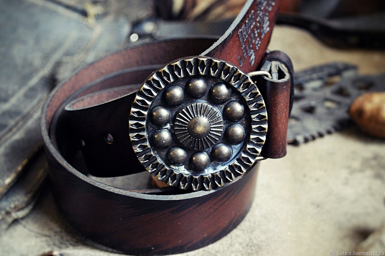 Full Grain Leather Belt Men Women Cowboy Brown Handmade Jean Inspire