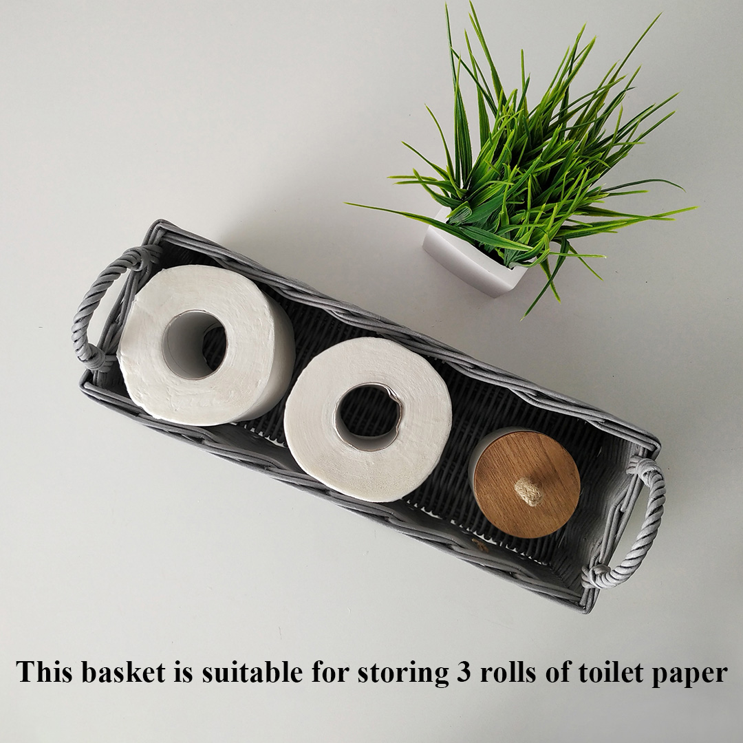 Gray toilet tank holder basket. Bathroom storage basket. - Inspire Uplift