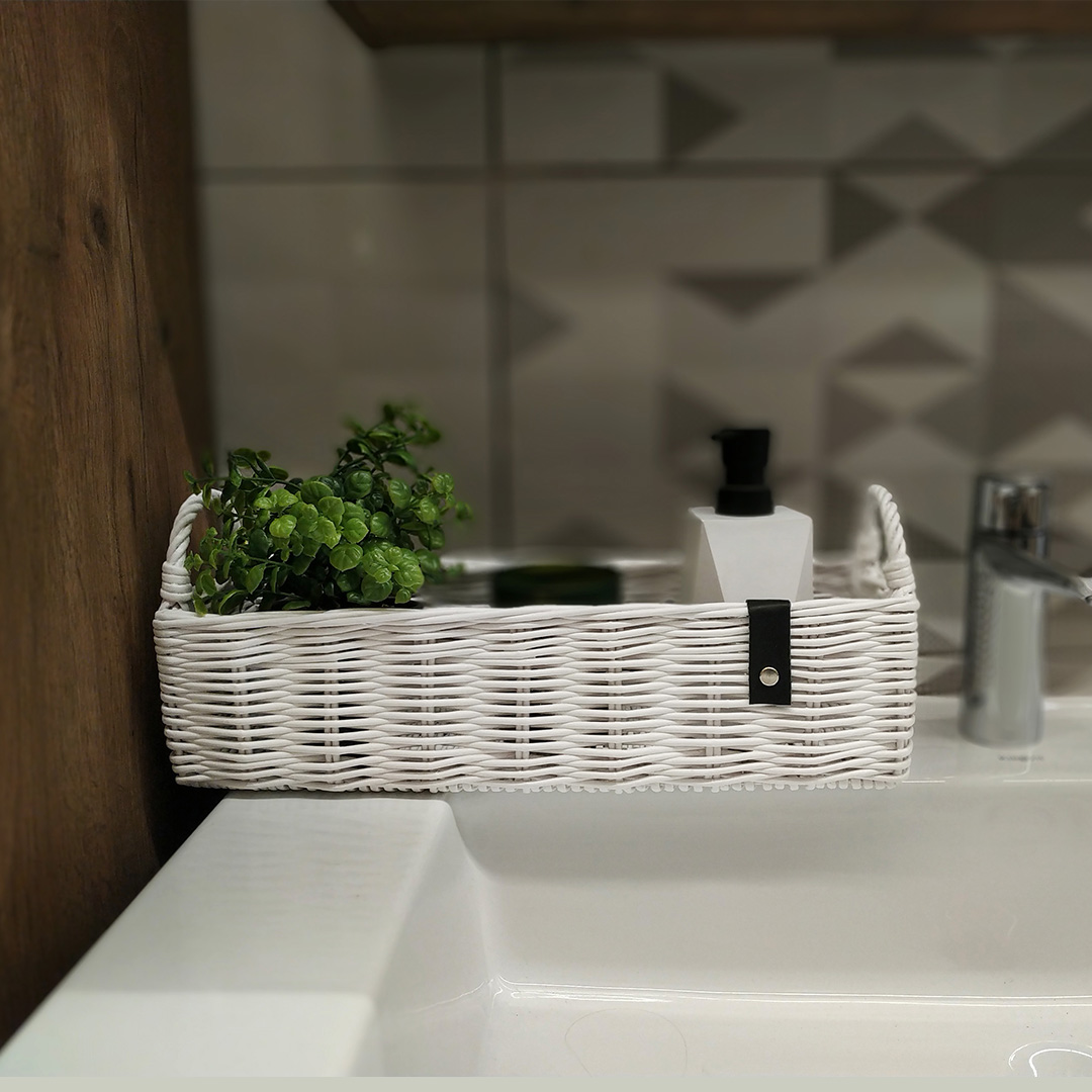 White storage basket for bathroom Toilet tank holder basket Inspire