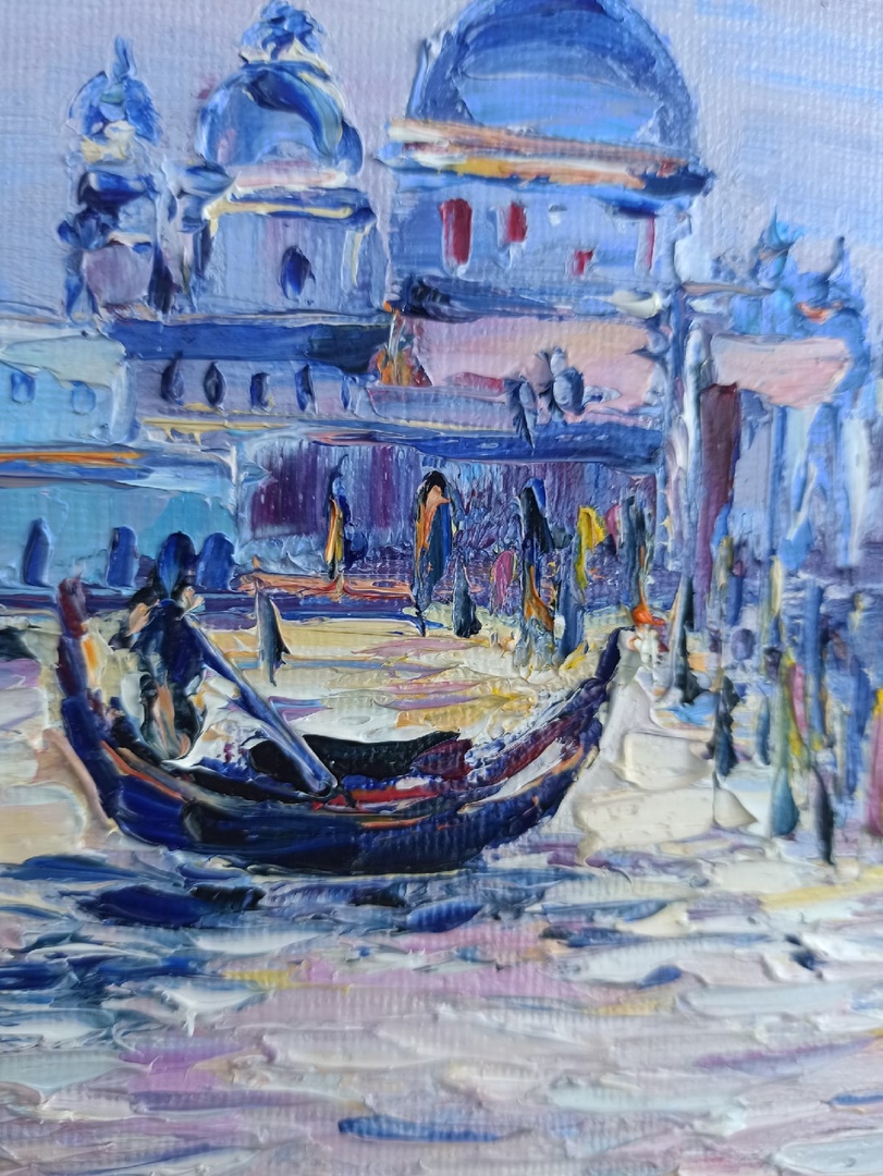 Venice Painting Cityscape Original Art Boat Impasto City Ita Inspire