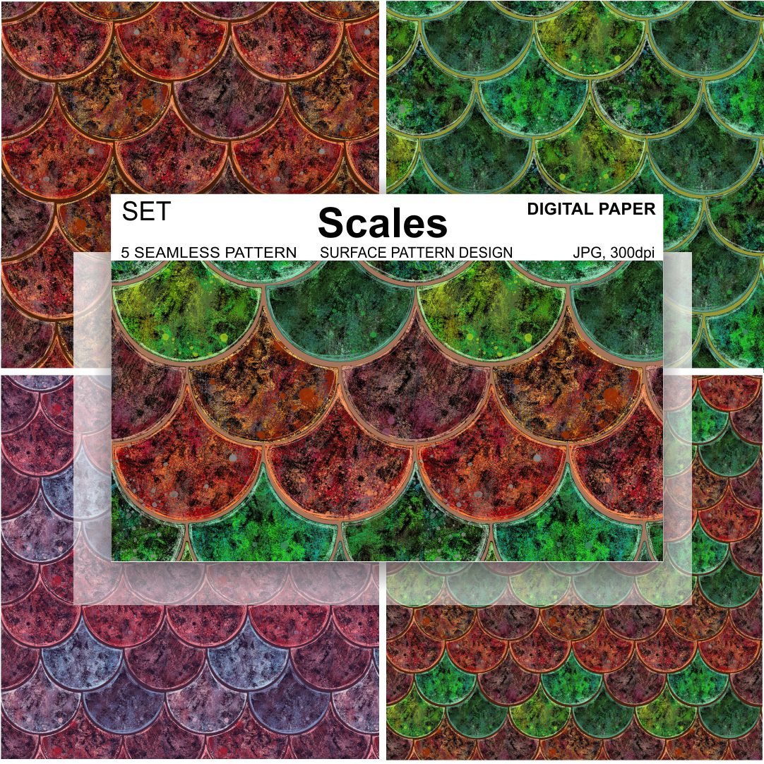 Scales Seamless Pattern Tile Digital Paper Wallpaper Fabric Inspire