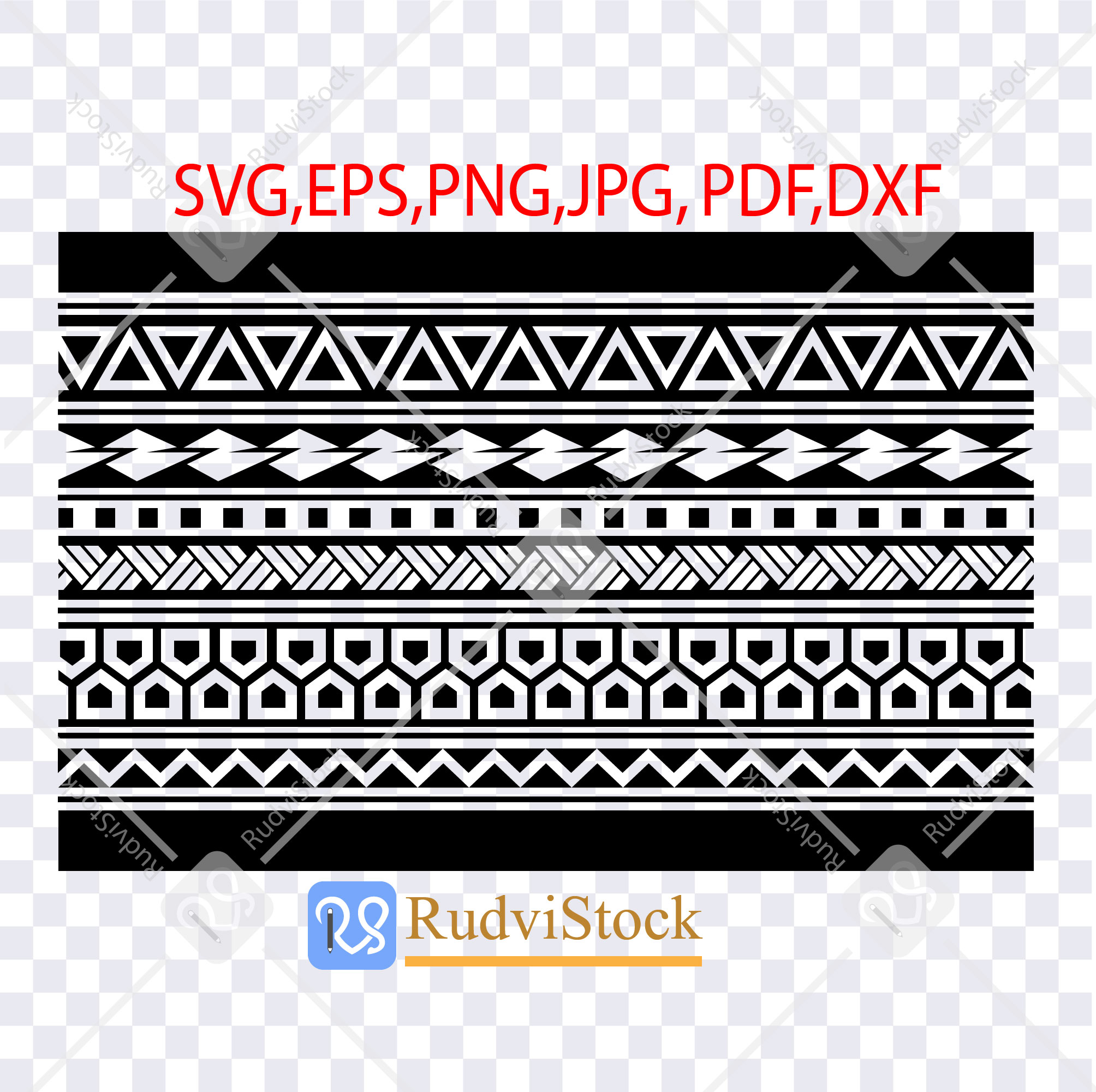 Polynesian tribal tattoo seamless border pattern - Inspire Uplift
