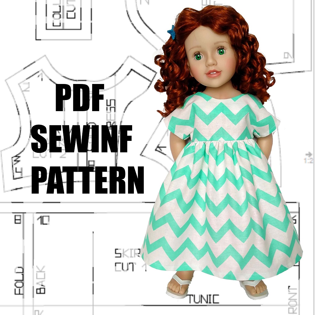 Pdf pattern for Australian girl doll, dress for doll, Austra Inspire