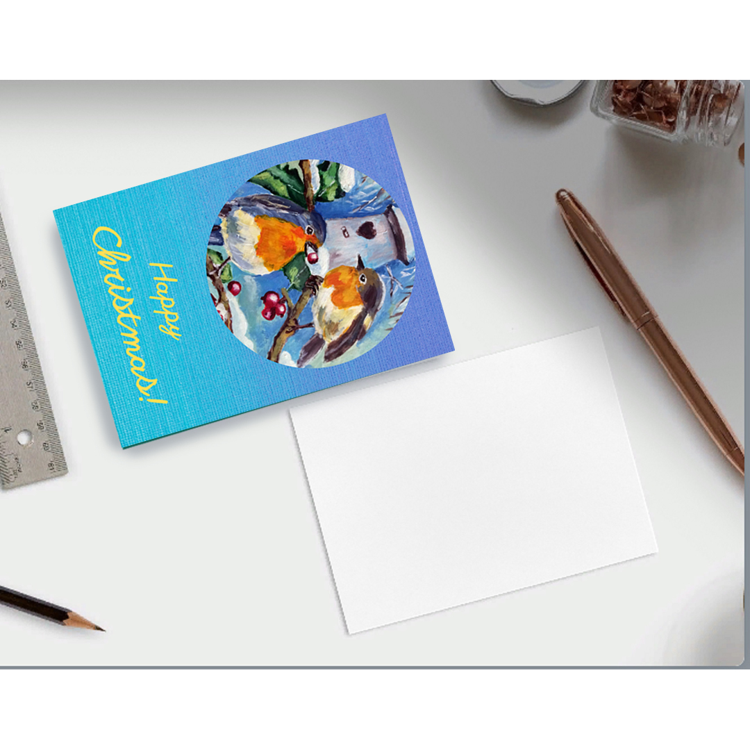 Happy Christmas Card, Digital downloar, Robin bird greeting - Inspire ...