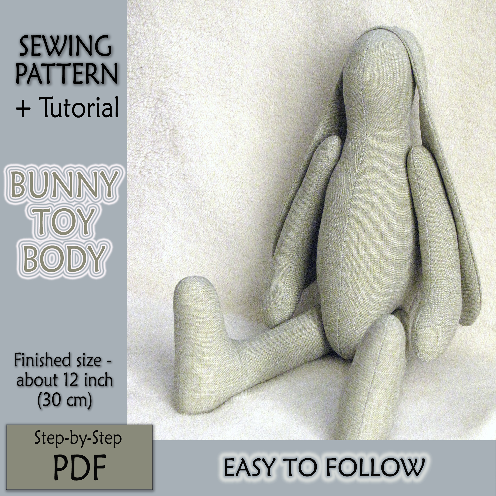 PDF Sewing Pattern Bunny Toy Body, Easy to Folow E-Pattern, | Inspire ...