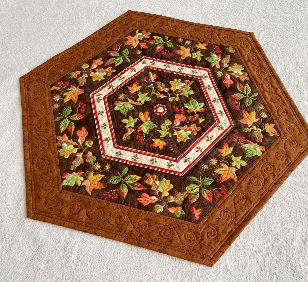FALL QUILTED TABLE TOPPER WITH LEAVES, BROWN TADLE DECOR, Ta | Inspire ...