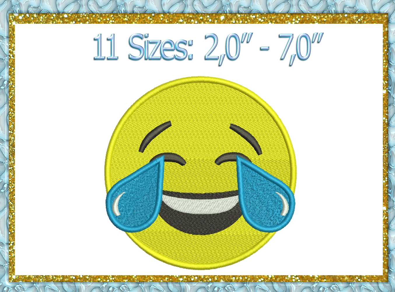 Tears of Joy Emoji machine embroidery design Inspire Uplift