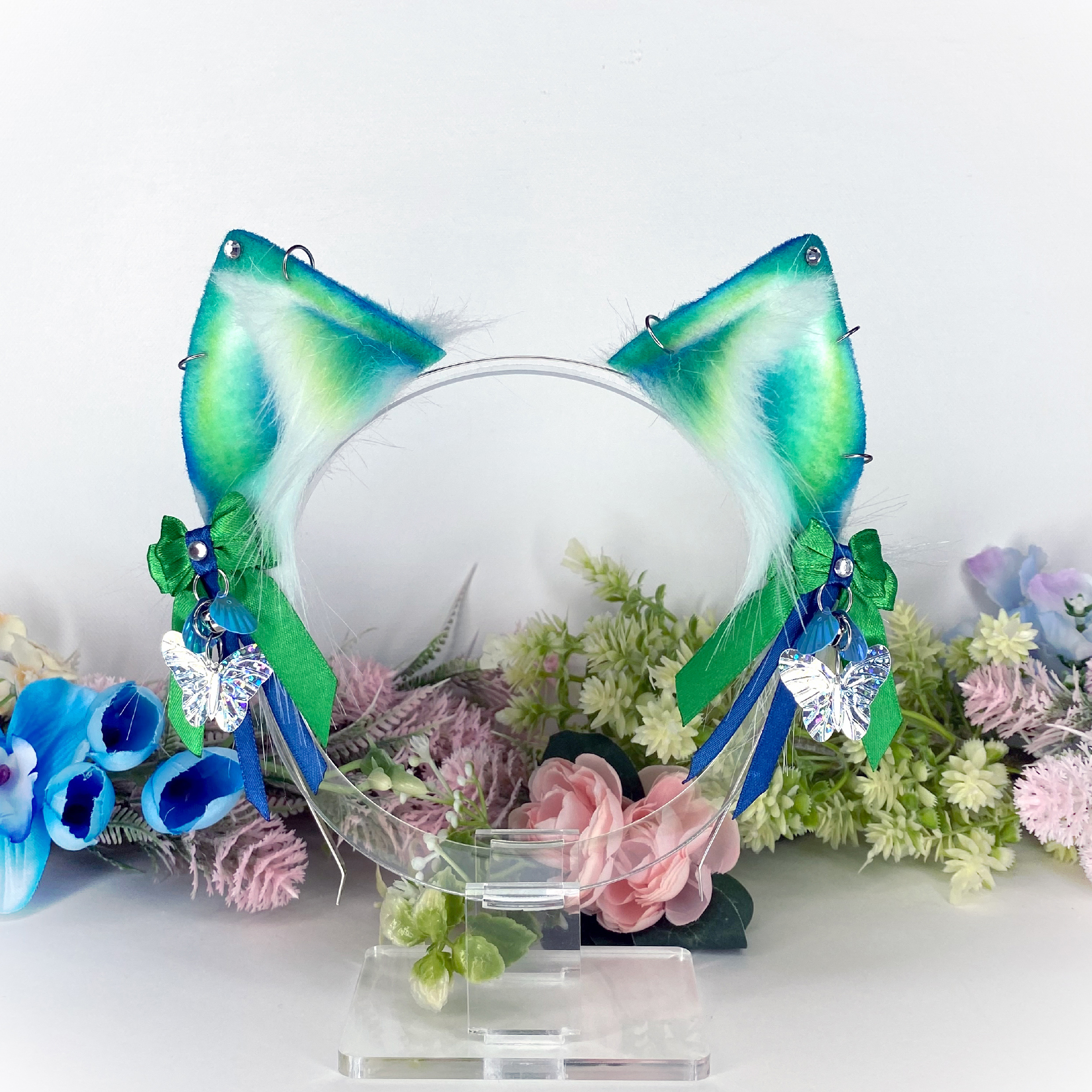 Green and blue cat ears Kitten play Cat ears Neko ears Kitte Inspire