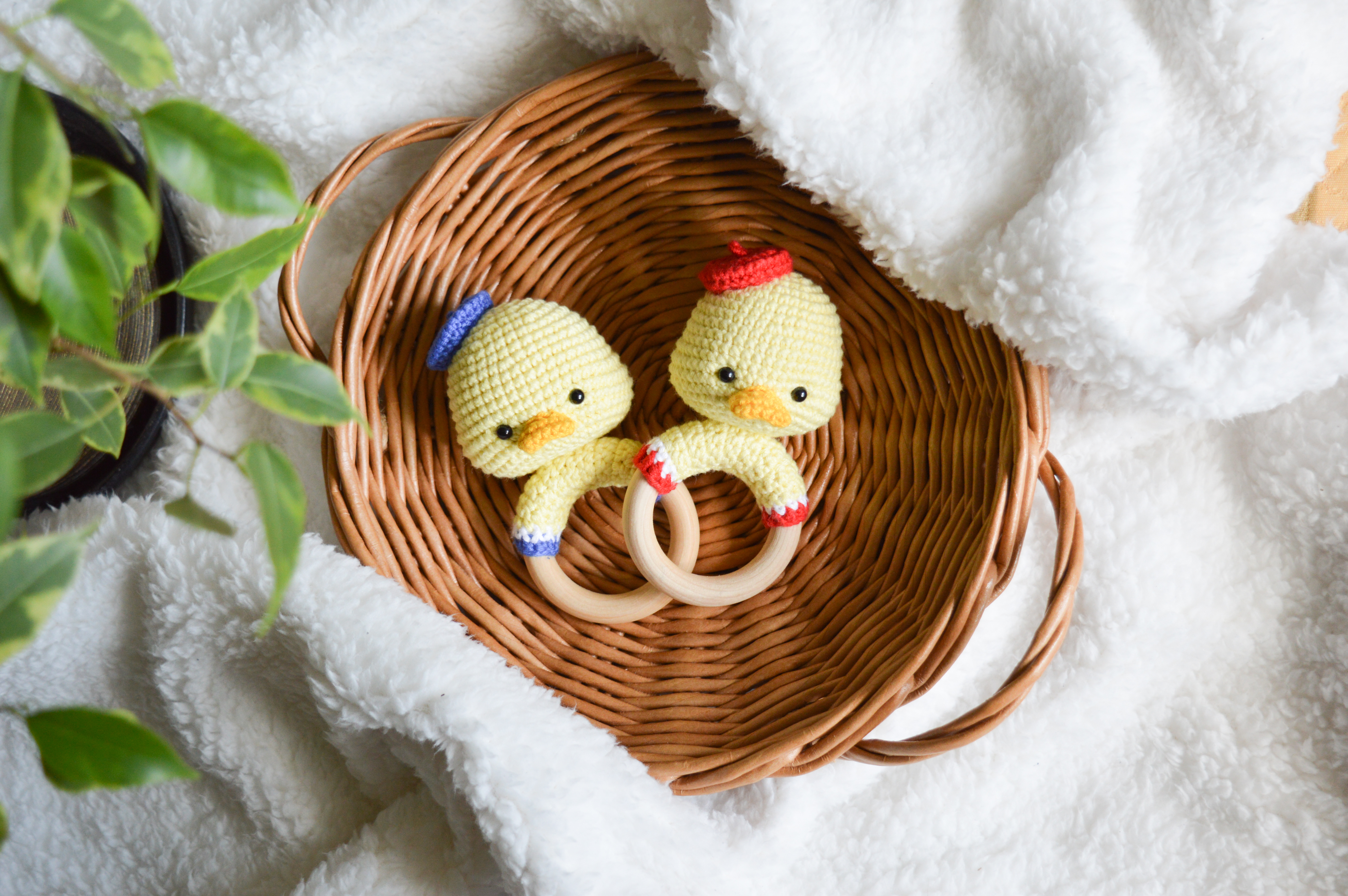 Yellow duck baby rattle crochet toy for baby shower or gift | Inspire ...