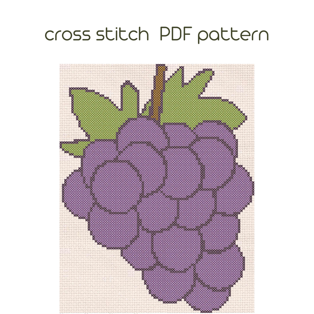 Grape cross stitch PDF pattern Easy Kids cross stitch /112/ Inspire