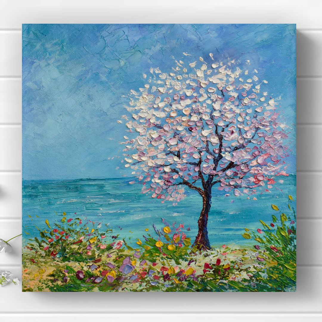 Tree Painting Original Art Seascape Oil Painting Cherry Blos - Inspire ...