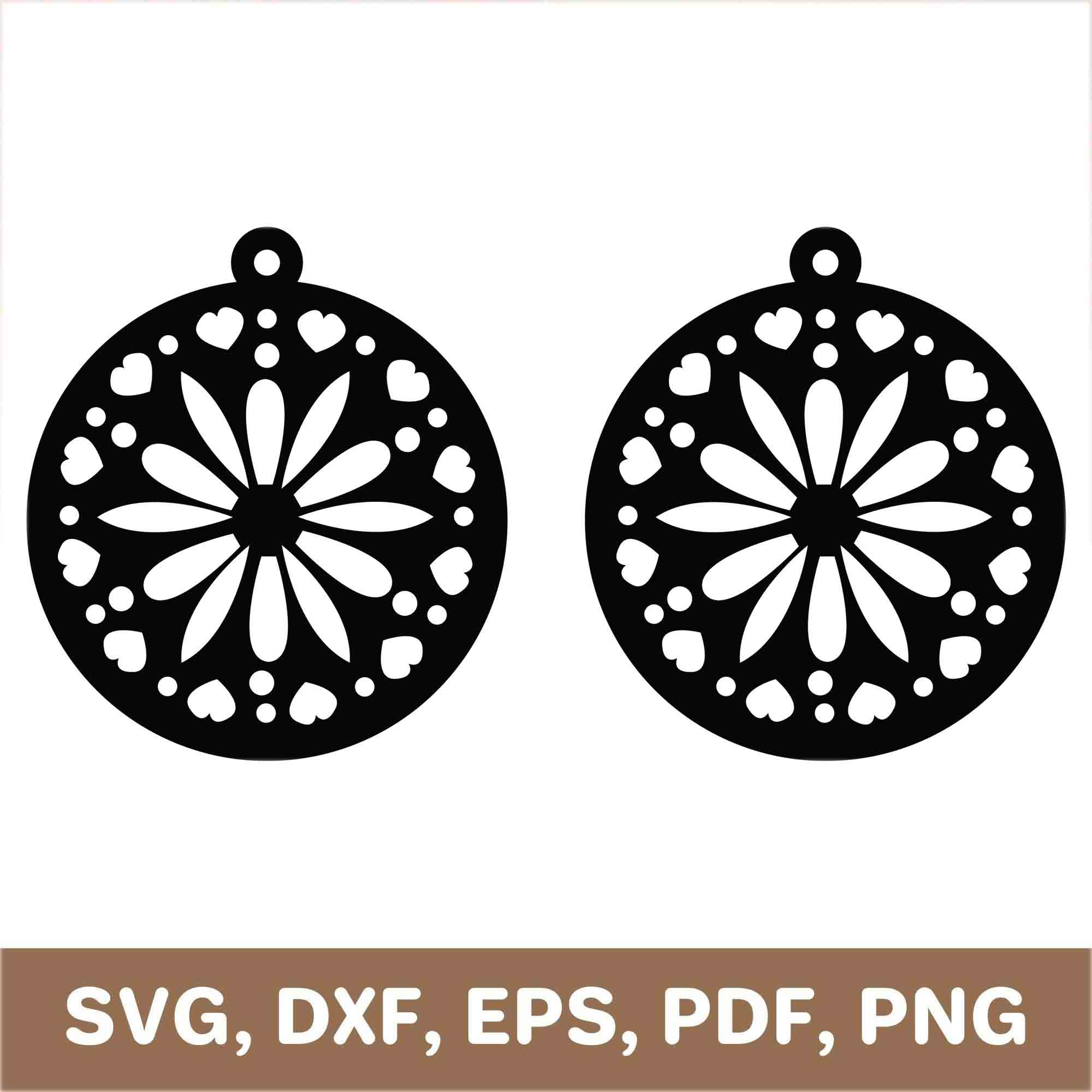 Round earrings svg, flower earrings template, round earrings Inspire