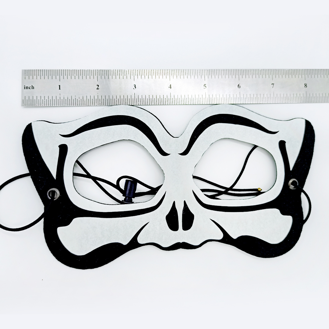 Luminous glowing mask for Halloween skeleton costume. Spooky Inspire