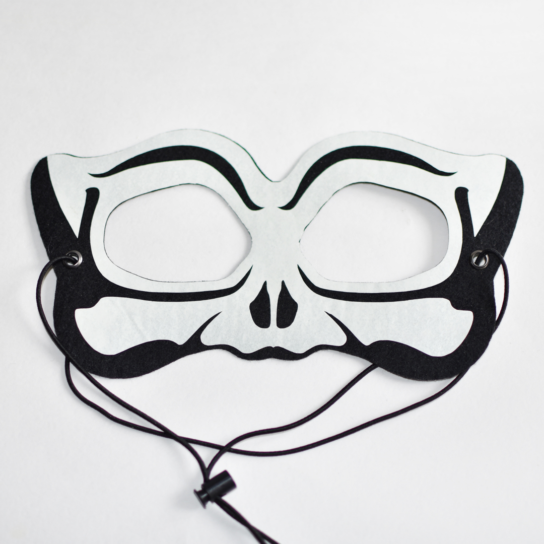 Luminous glowing mask for Halloween skeleton costume. Spooky Inspire