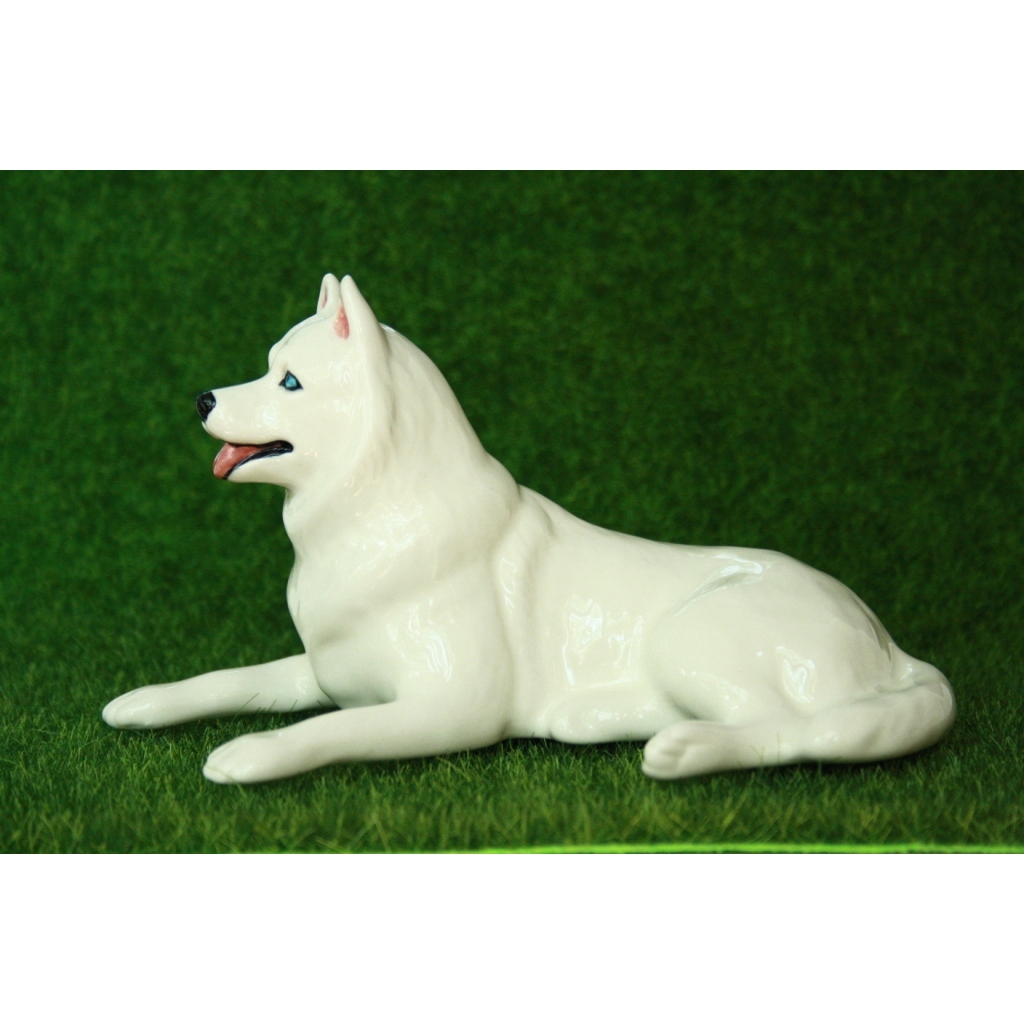 Husky dog porcelain figurine handmade statuette Inspire Uplift